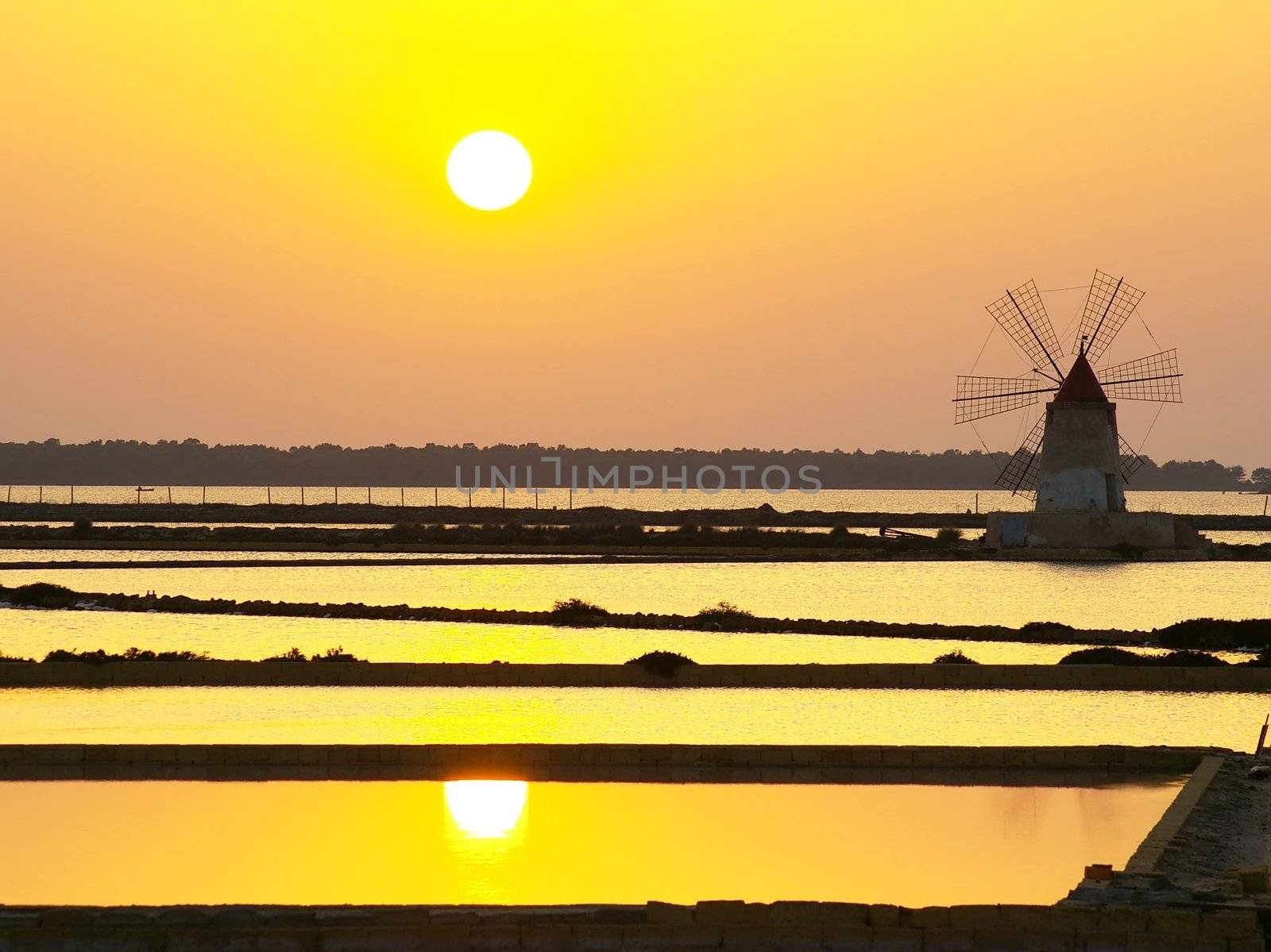 Windmill at Marsala, Saline, in Sicily Italy