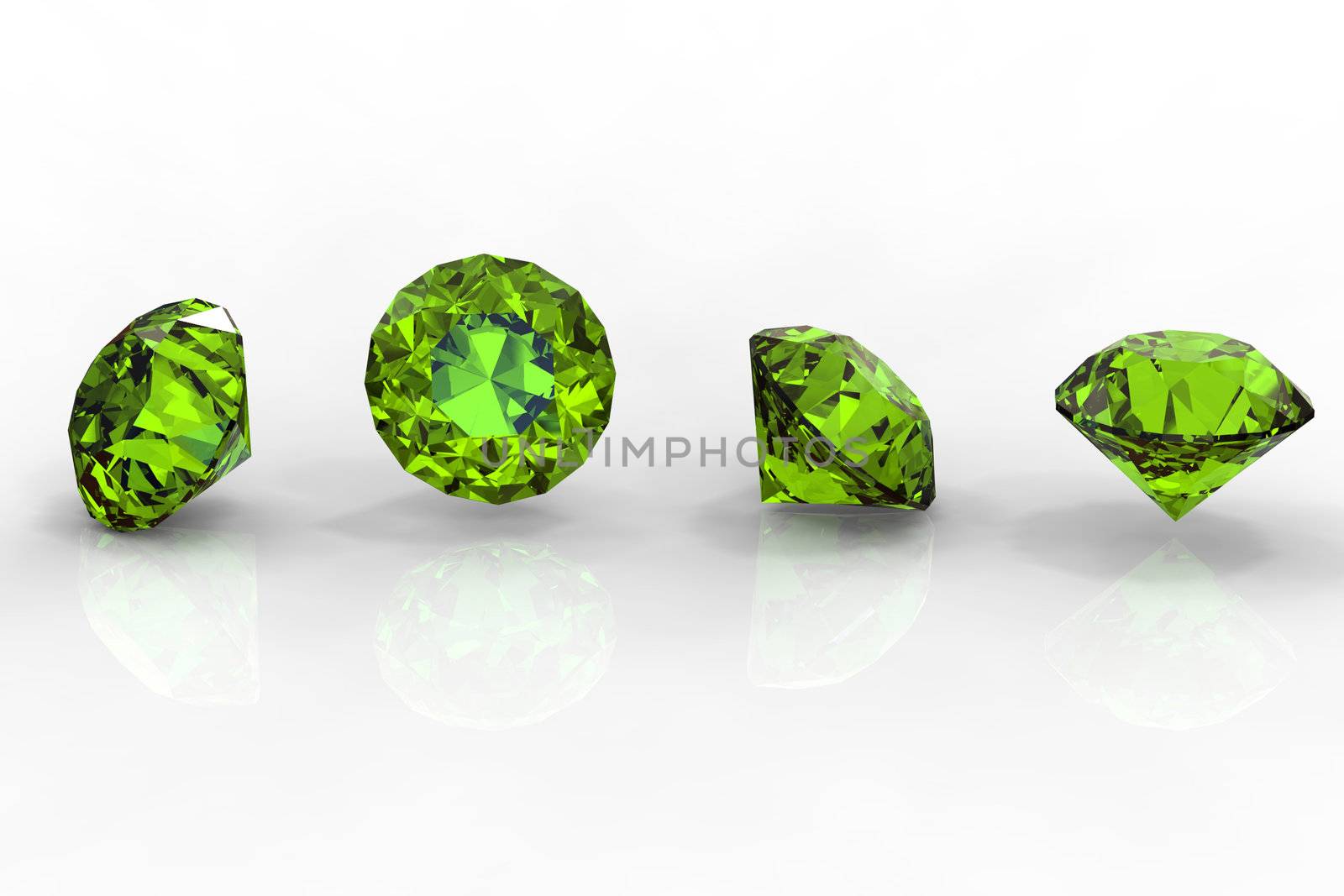 Round  peridot isolated on black background. Gemstone