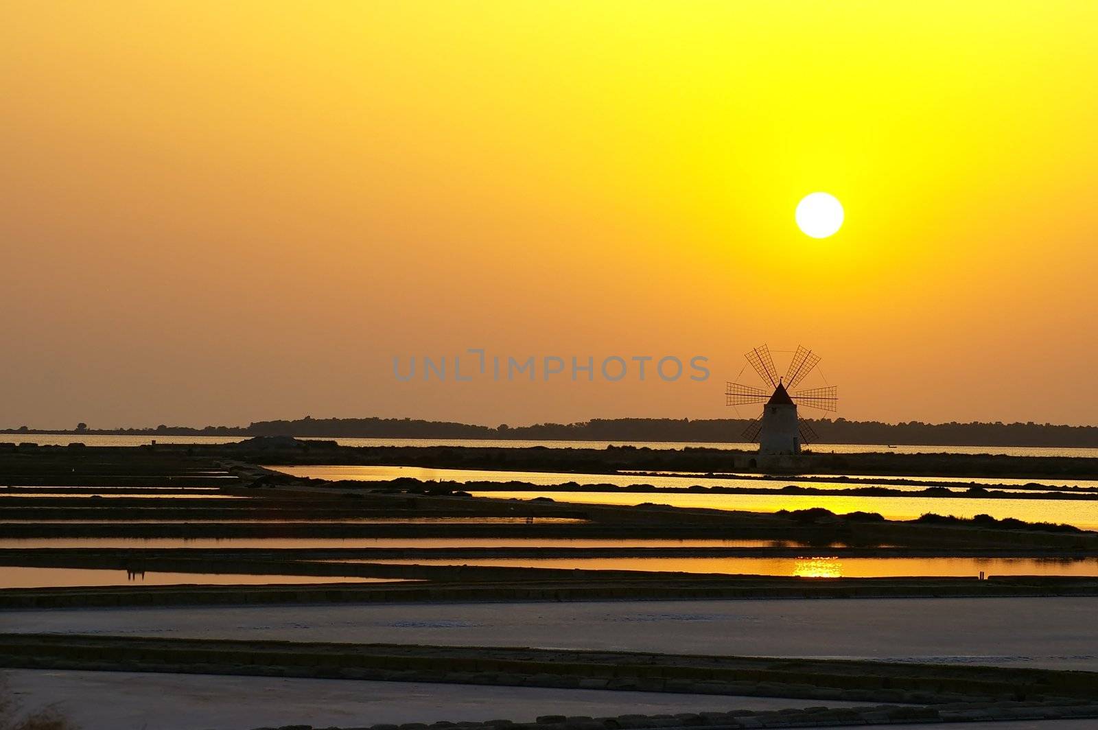 Windmill at Marsala, Saline, in Sicily Italy