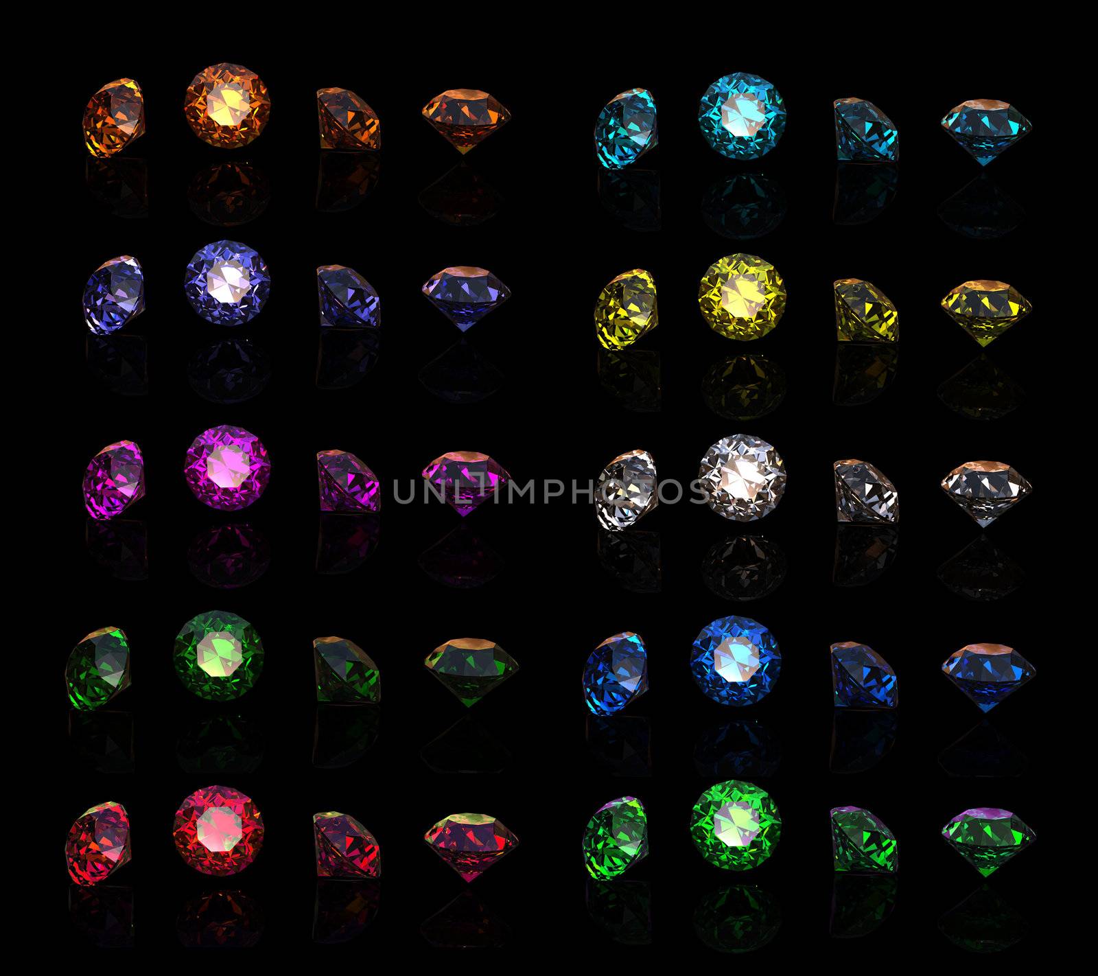 Collections of gems isolated on white background. Gemstone