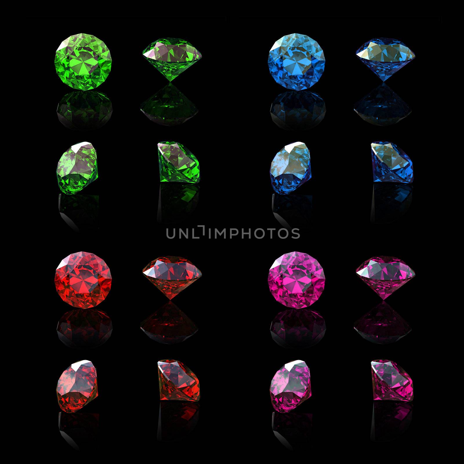 Collections of gems isolated on white background. Gemstone