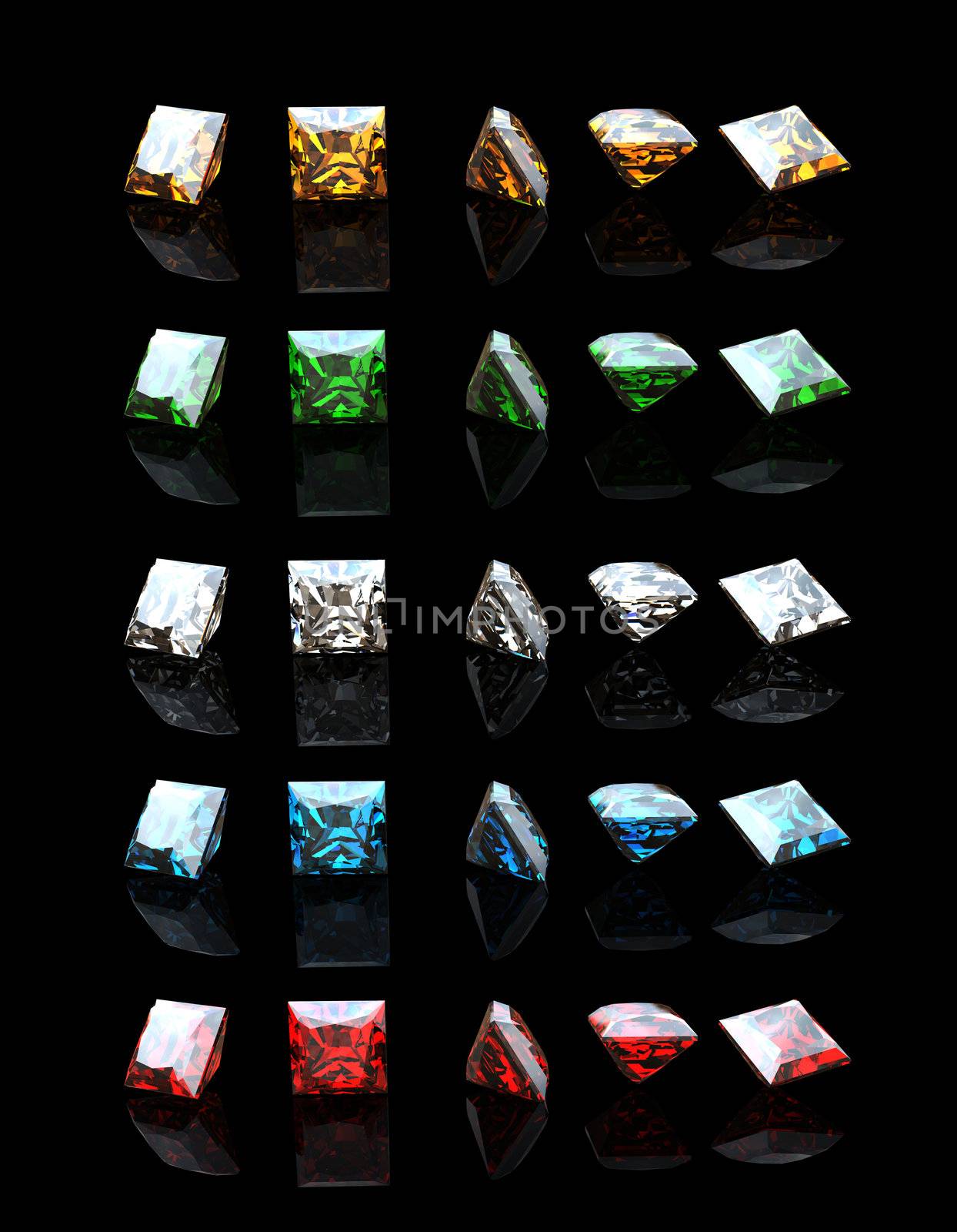 Jewelry gems shape of square on background. Gemstone