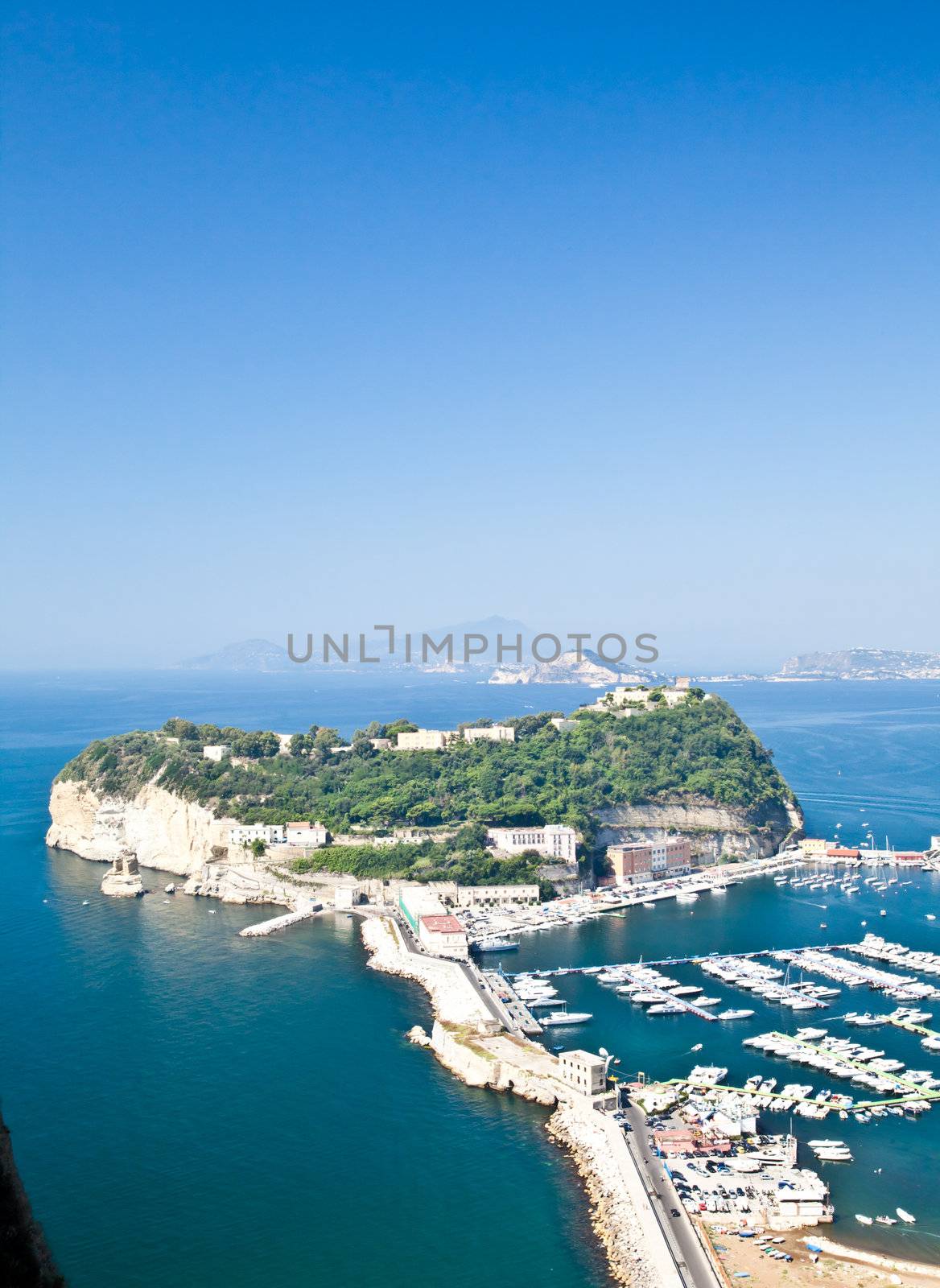 View of Naples Gulf from Pozzuoli. Ischia and Procida Isles on the orizont line.