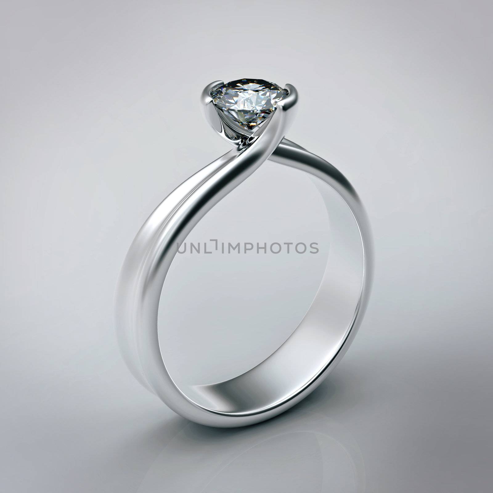 Ring with diamond isolated on white background