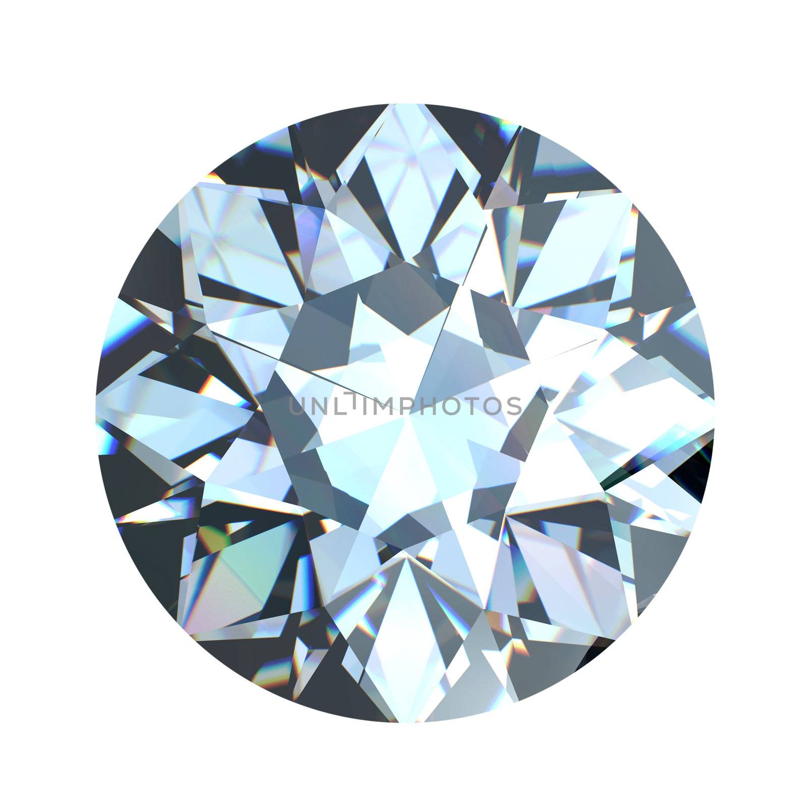 Round brilliant cut diamond perspective isolated  by Rozaliya