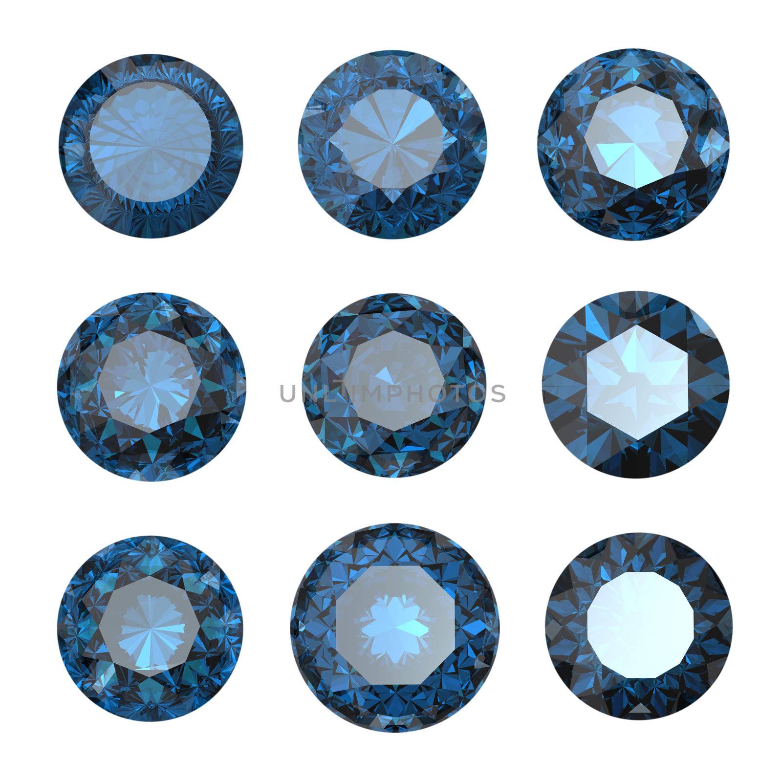 Set of round blue sapphire by Rozaliya