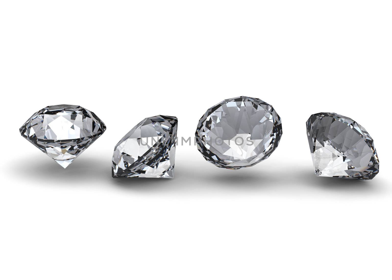 Collection of round diamond  isolated on white background 