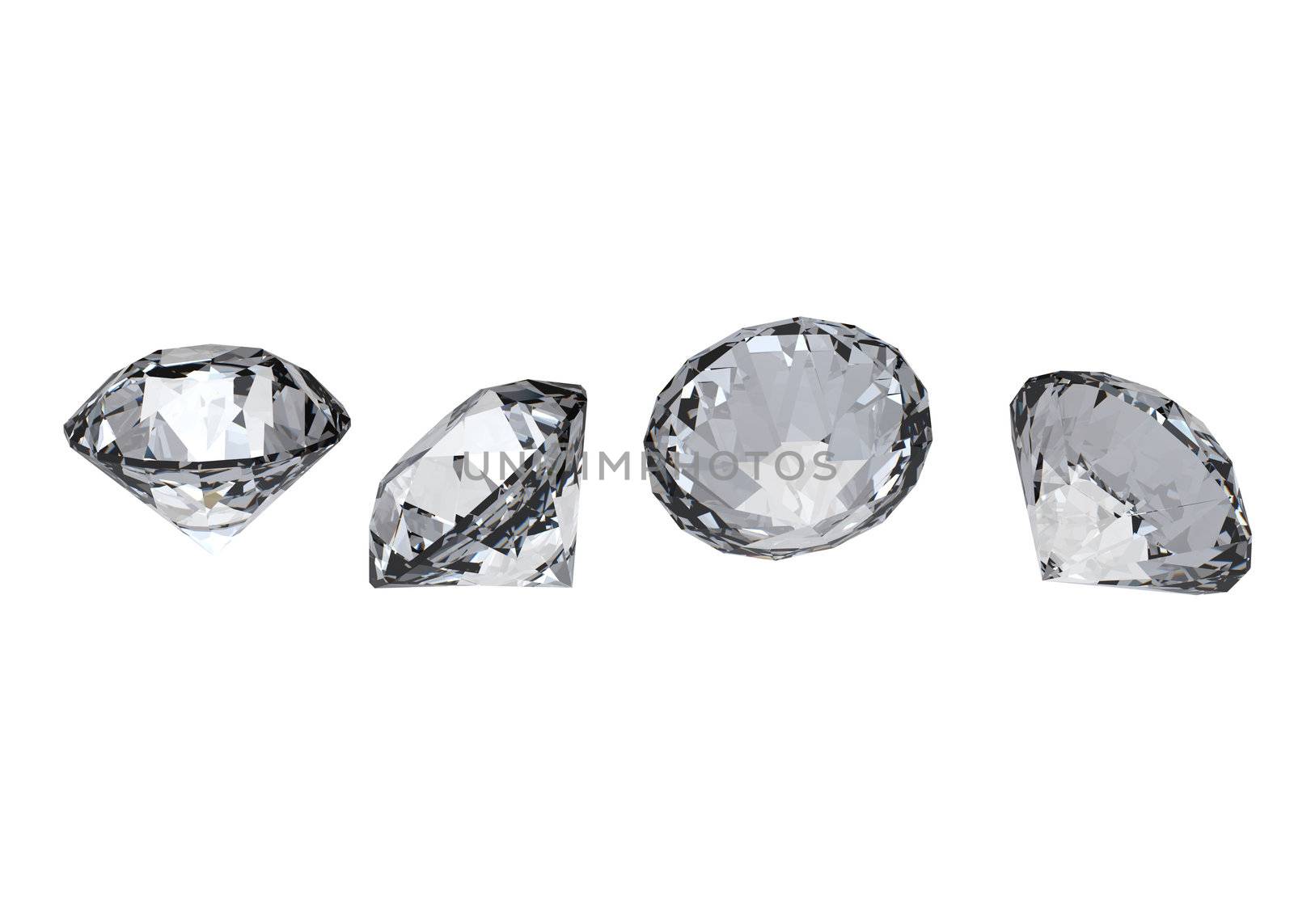 Collection of round diamond  isolated on white background 