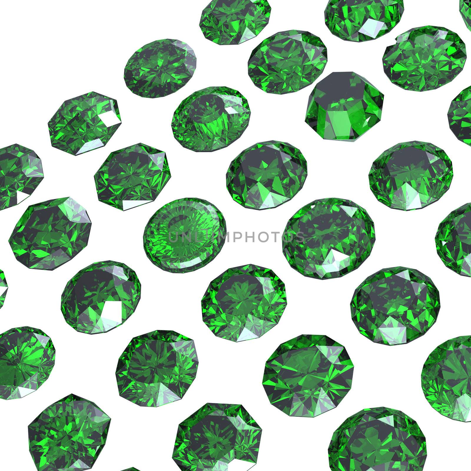 Round gemstone  isolated on white.Eemerald.Peridot