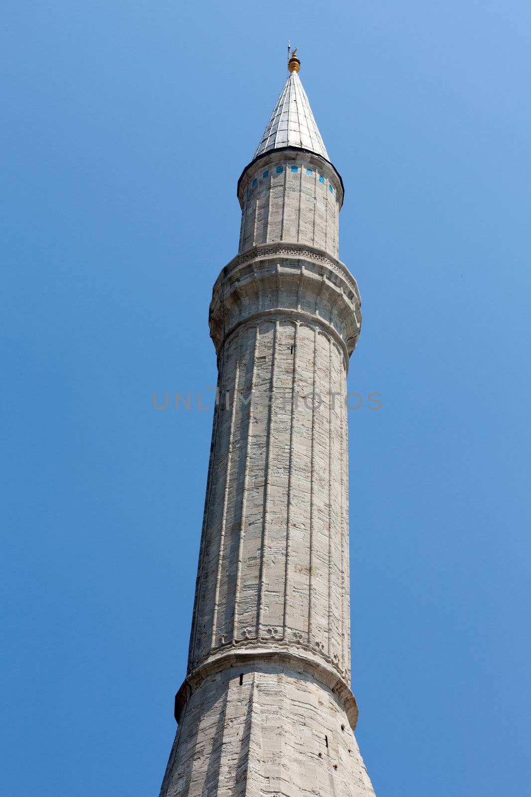 Istanbul - one of minarets Hagia Sophia. Turkey