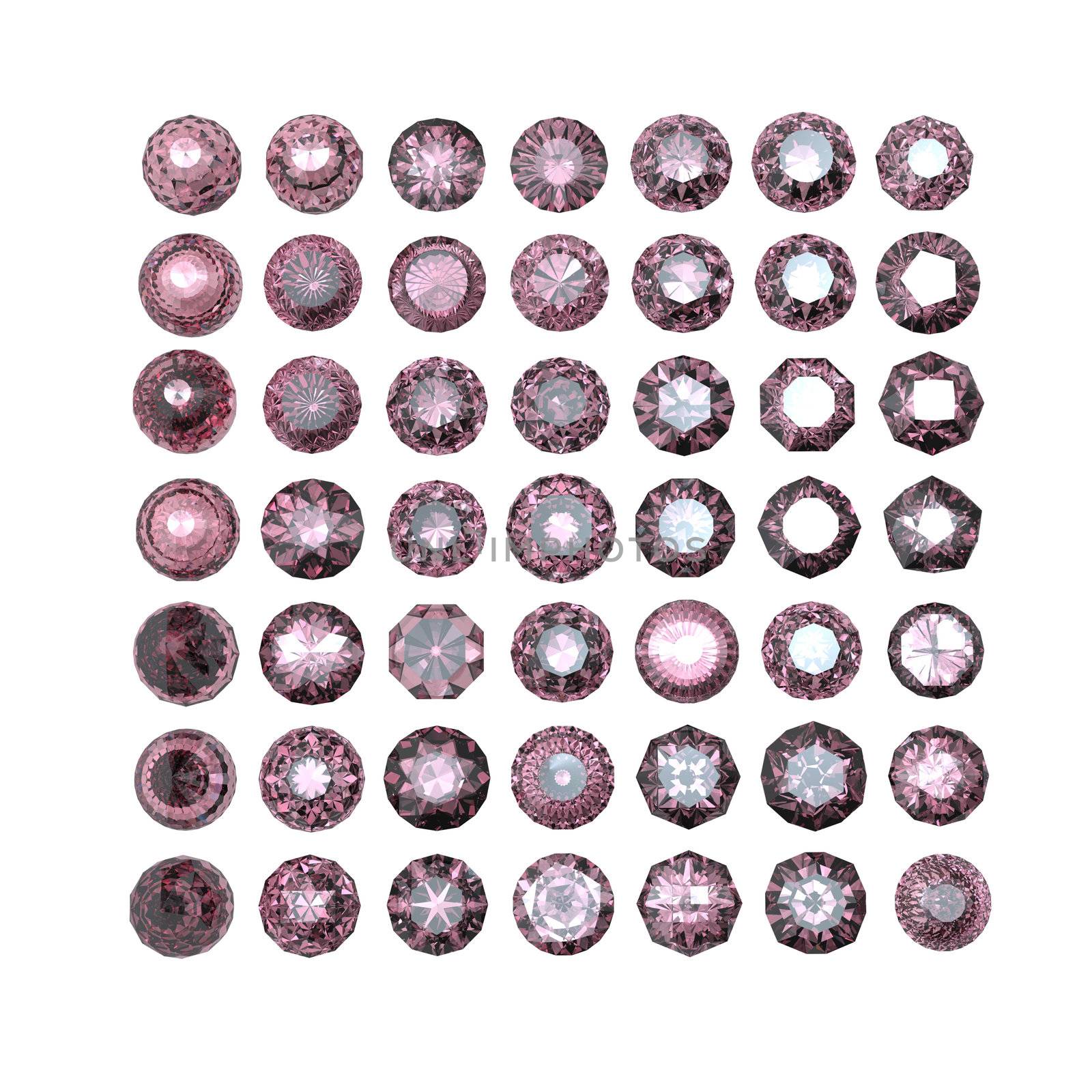 Round gemstonet isolated on white background. Pink diamond 