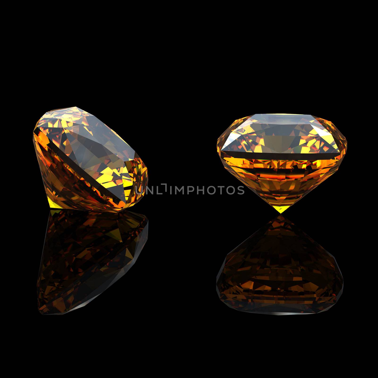 square. Citrine. Collections of jewelry gems on black background by Rozaliya