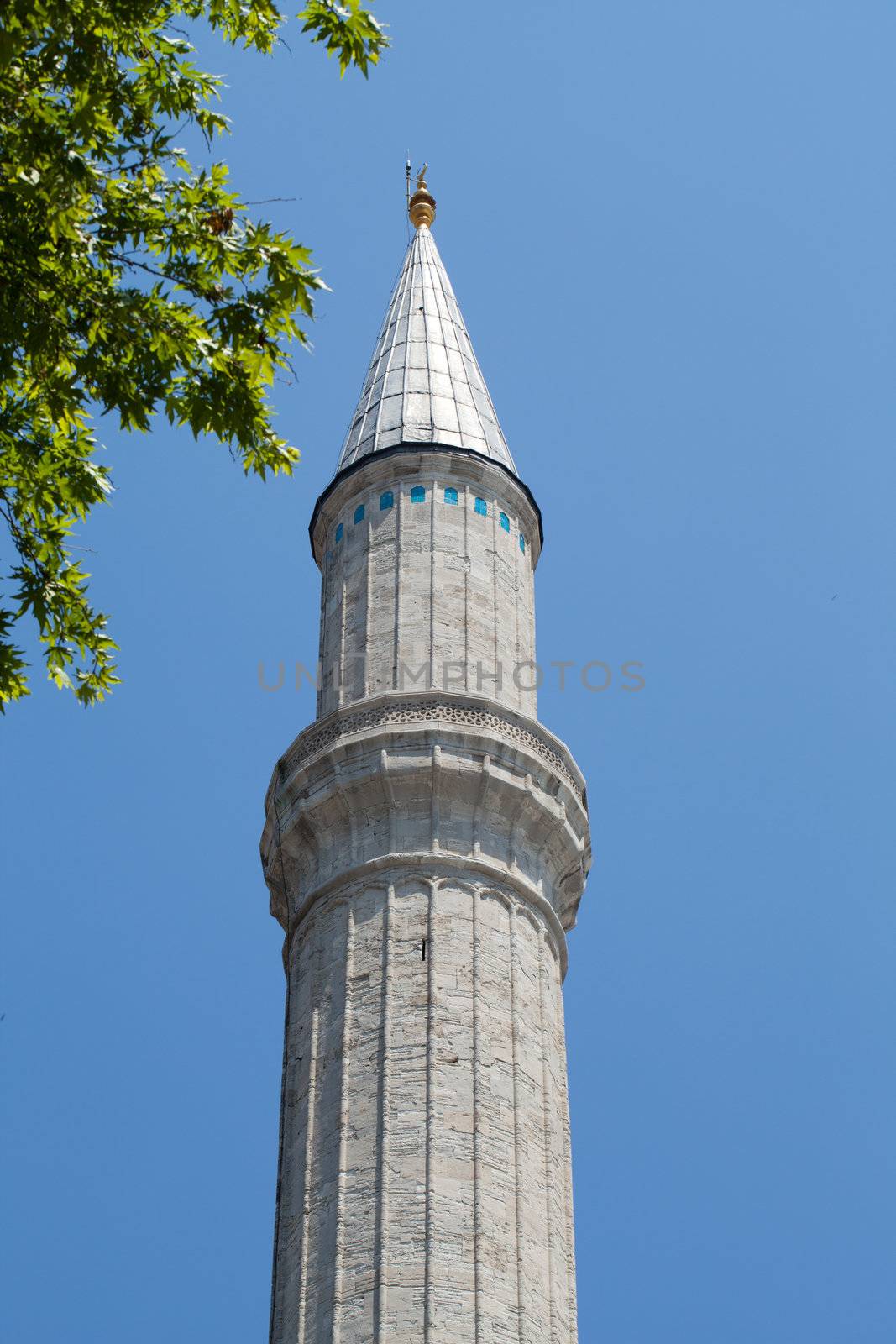 Istanbul - one of minarets Hagia Sophia. Turkey