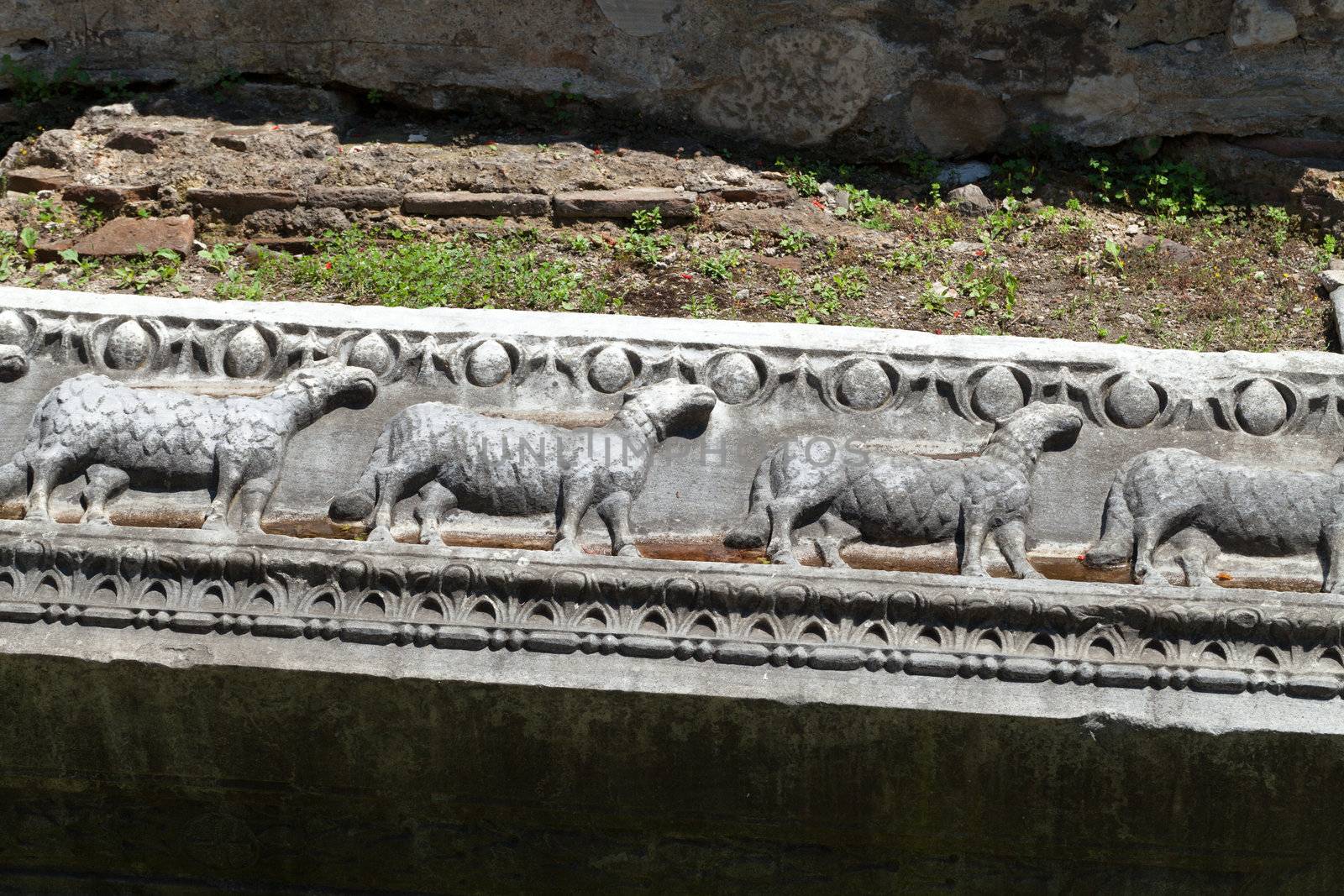 Istanbul - early Christian bas-reliefs with Hagia Sophia