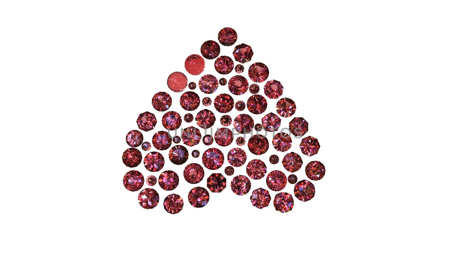 Set of round ruby gemstone shape of heart 