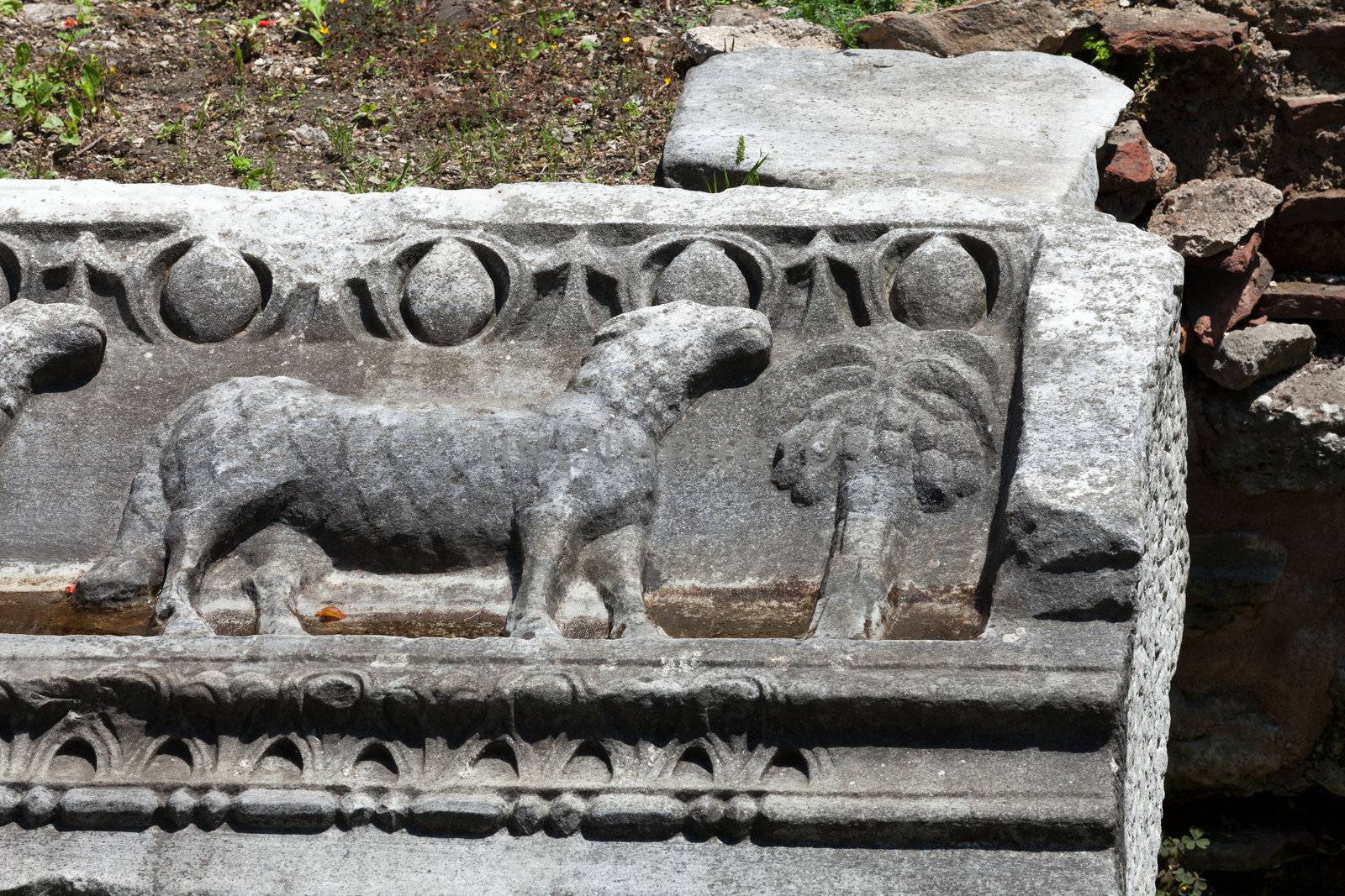 Istanbul - early Christian bas-reliefs with Hagia Sophia