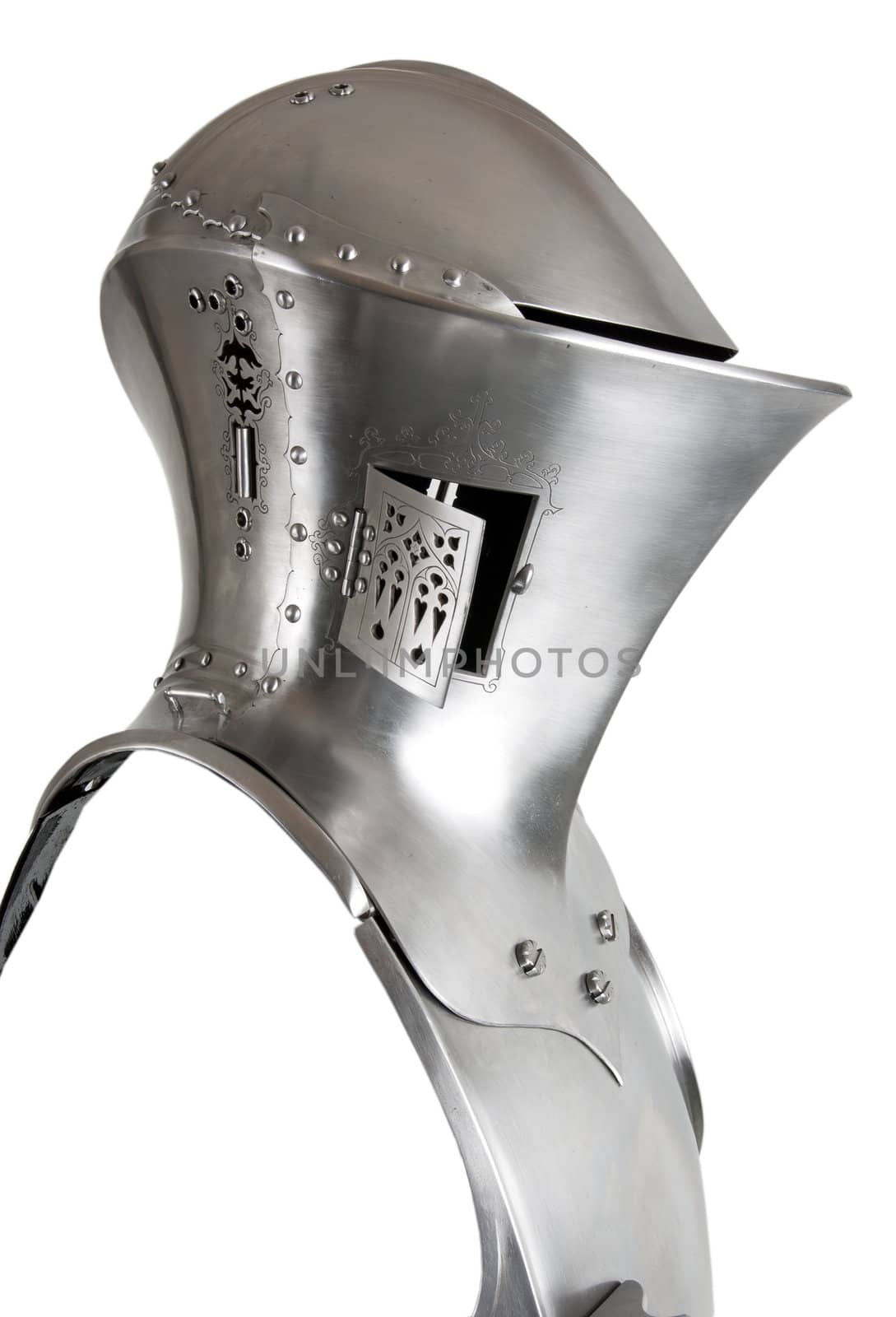 Armour of the medieval knight. Metal protection of the soldier against the weapon of the opponent