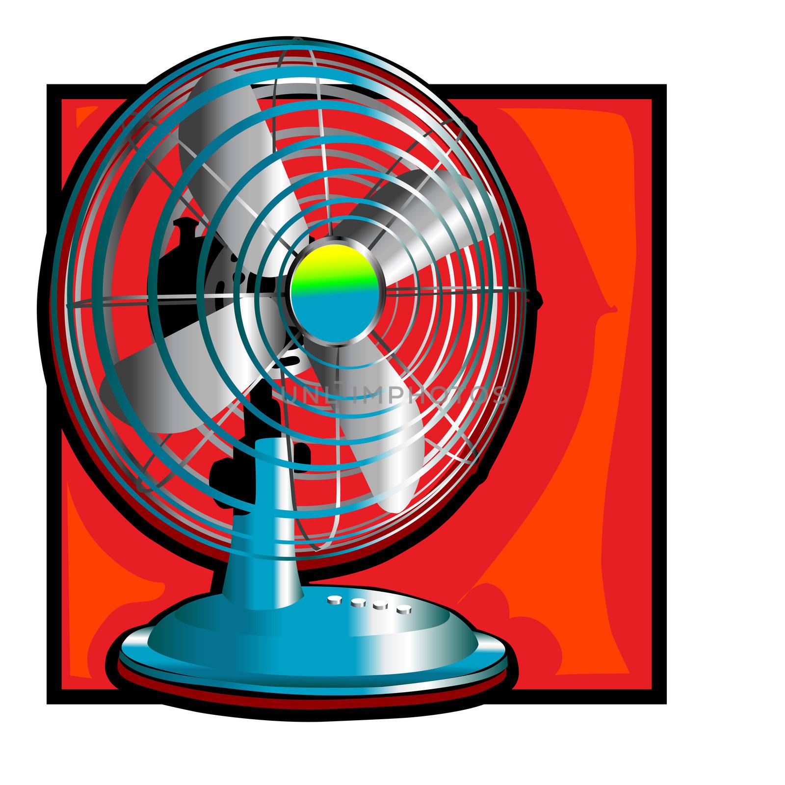 retro wind fan clip art with a short pedestal