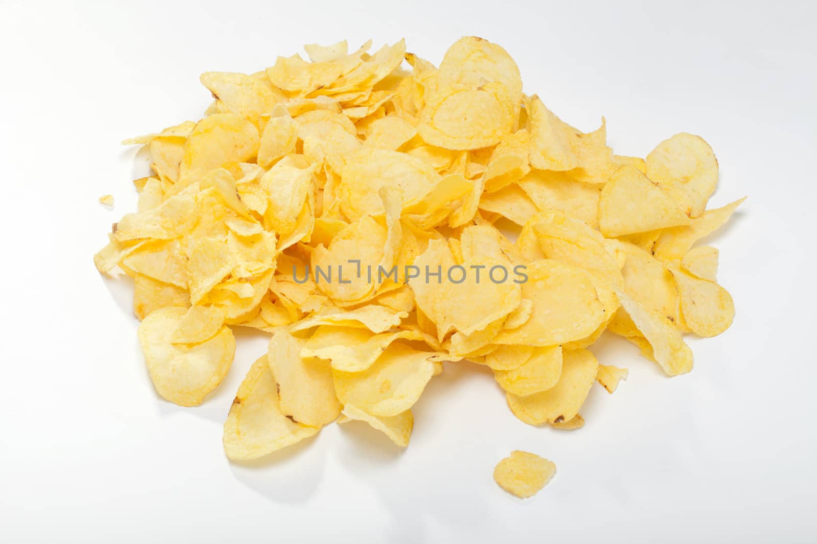potato chips isolated on white background 