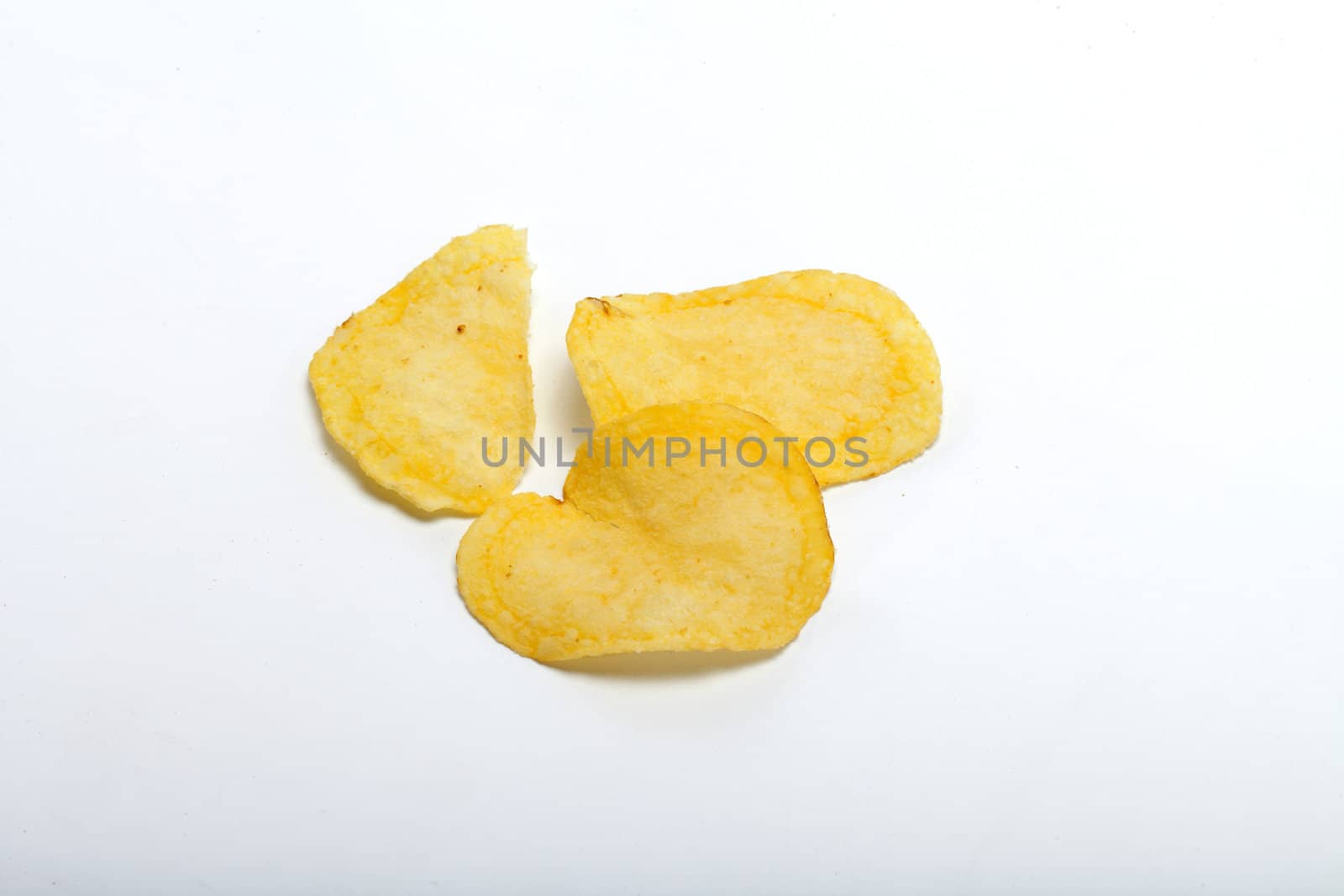 potato chips isolated on white background 