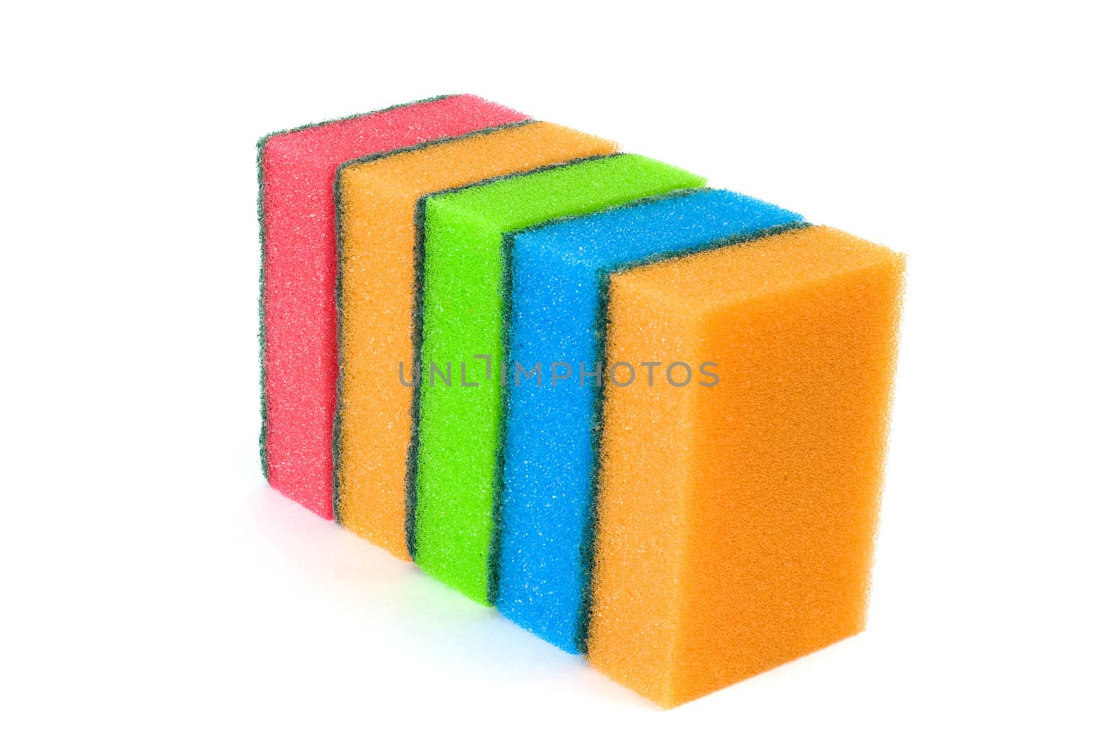 Sponges for washing utensils on a white background