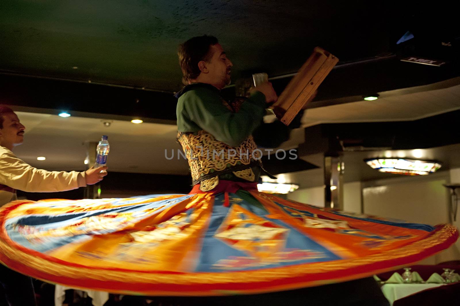 CAIRO - JAN 27: Egyptian traditional Sufi dancer performing on a yacht in River Nile.Jan 27,2013 in Cairo,Egypt.