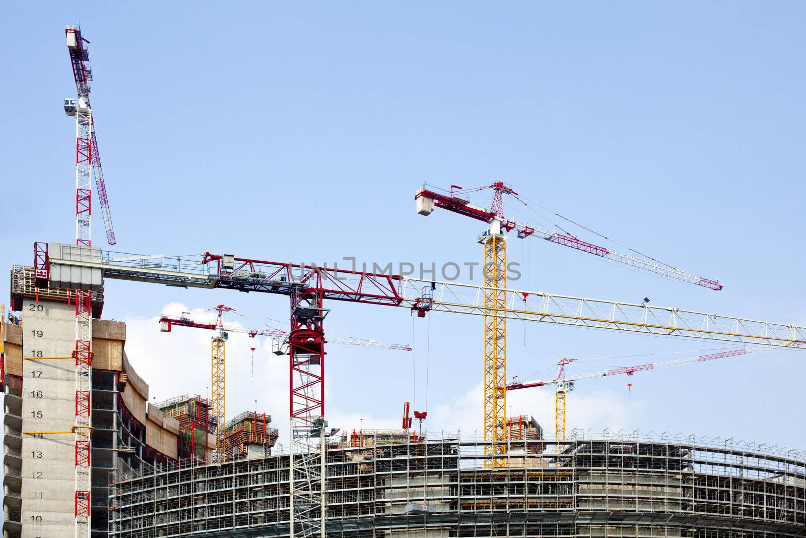 Cranes in a construction site