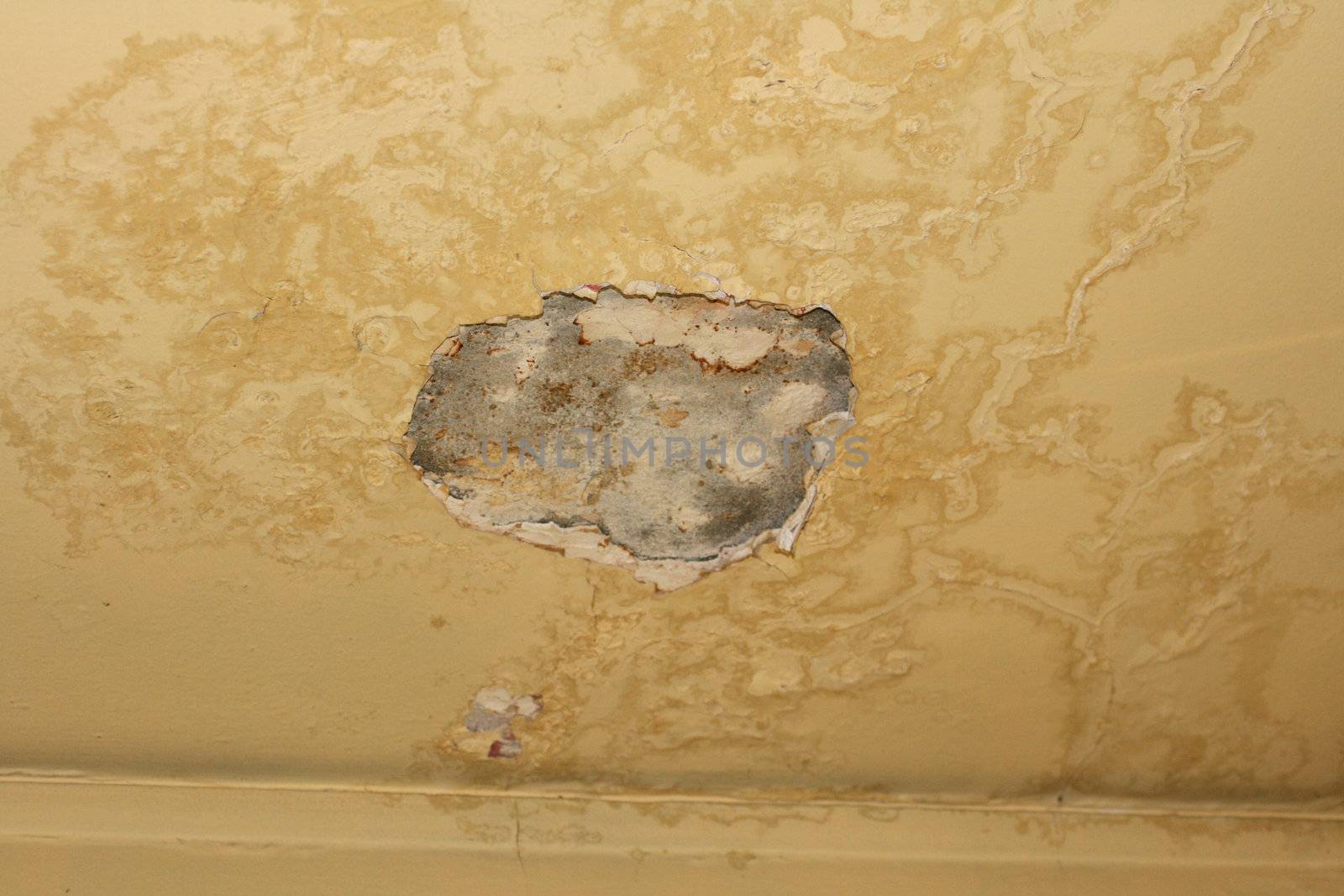 Crack in the ceiling of an old house