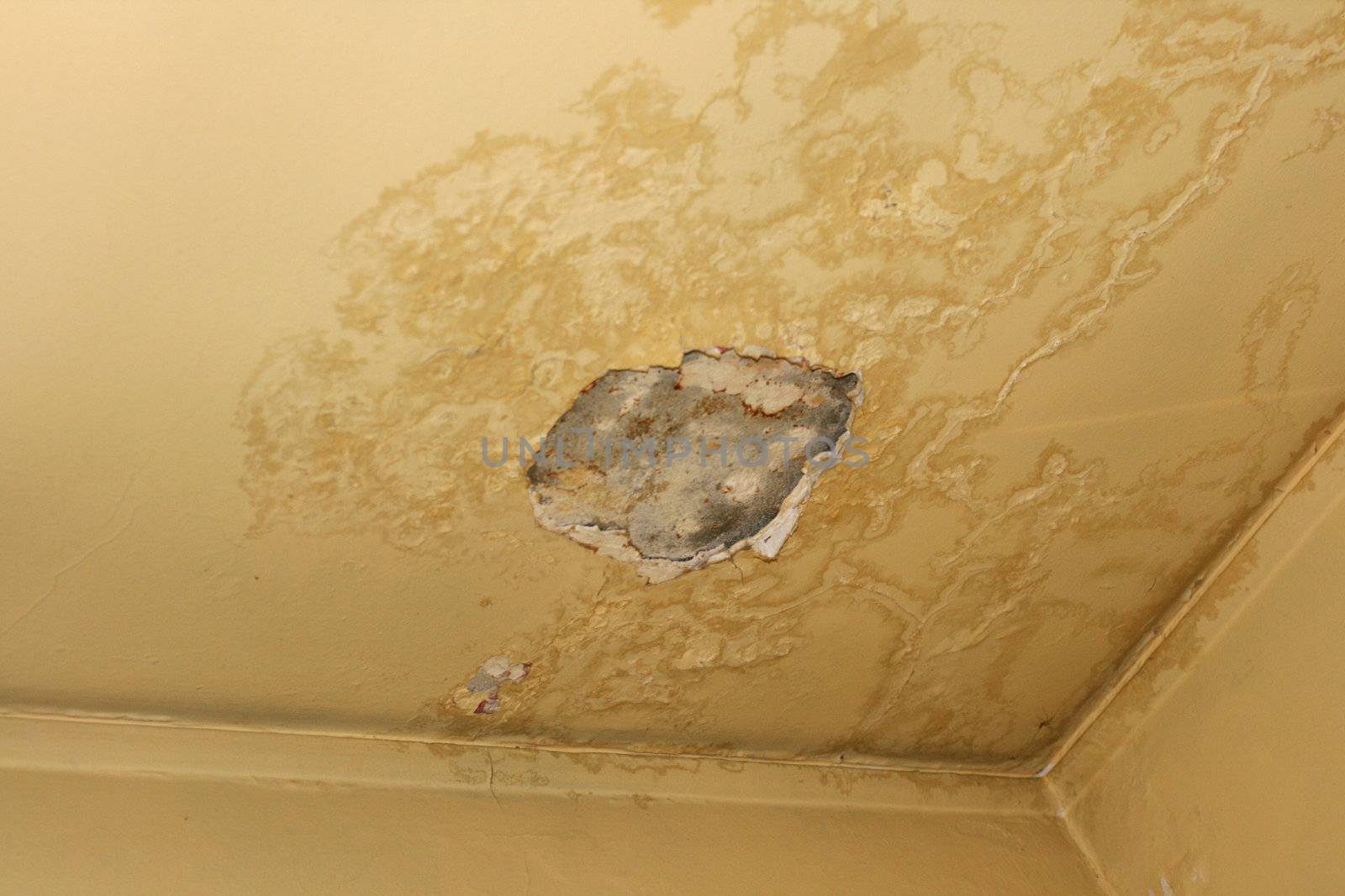 Crack in the ceiling of an old house