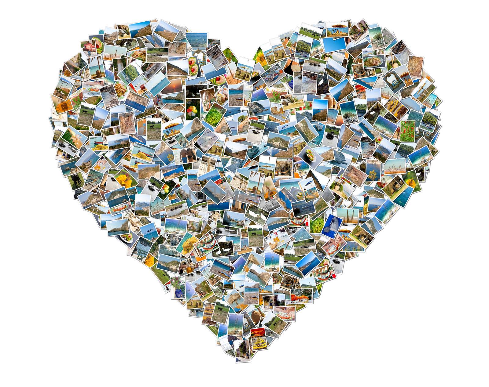 Heart symbol, photo collage on white