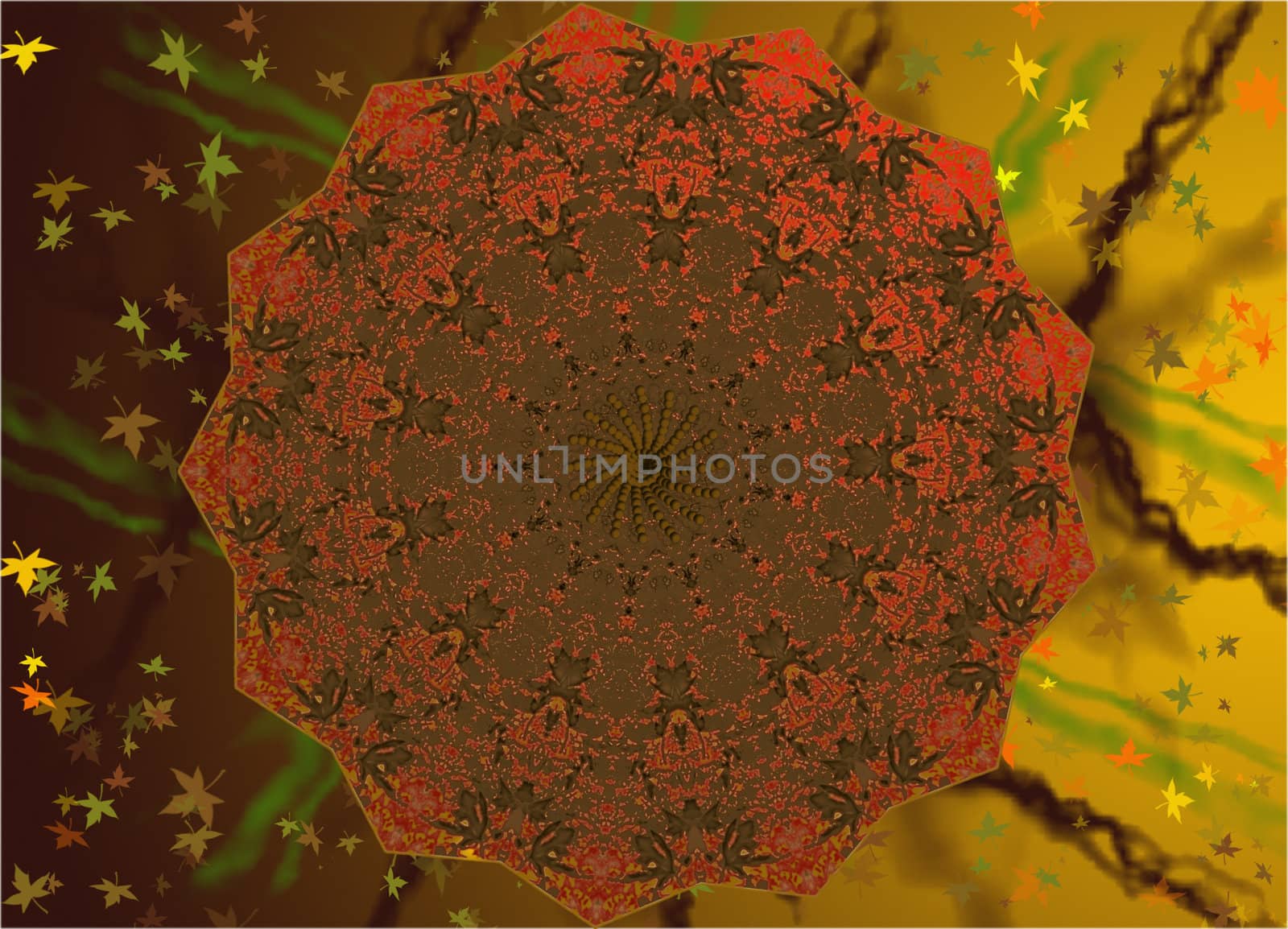 Spherical shapes on autumn background