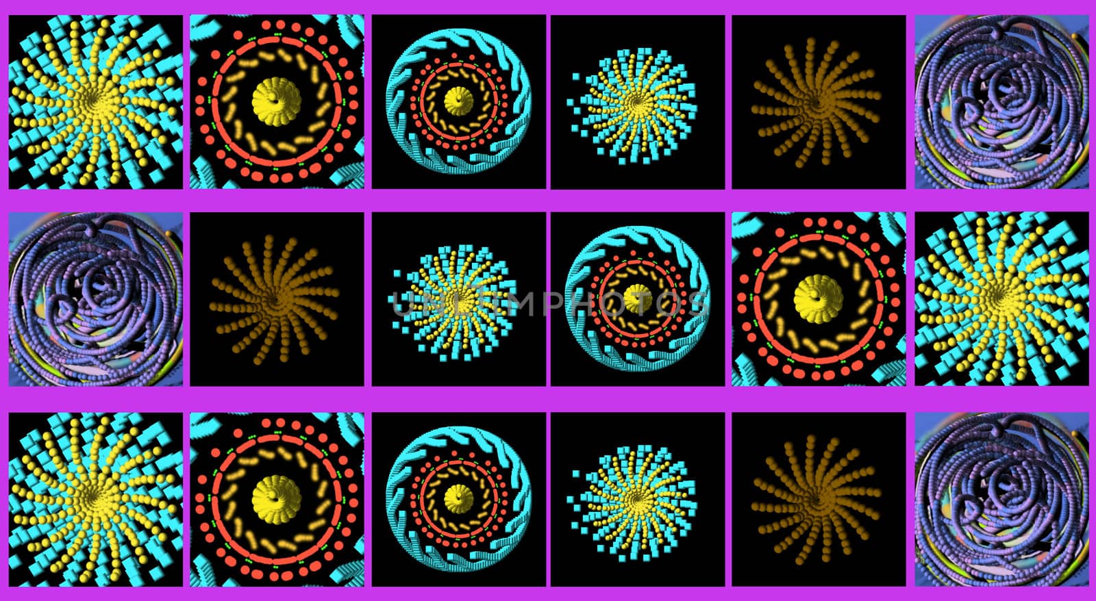A lot of spiral shapes