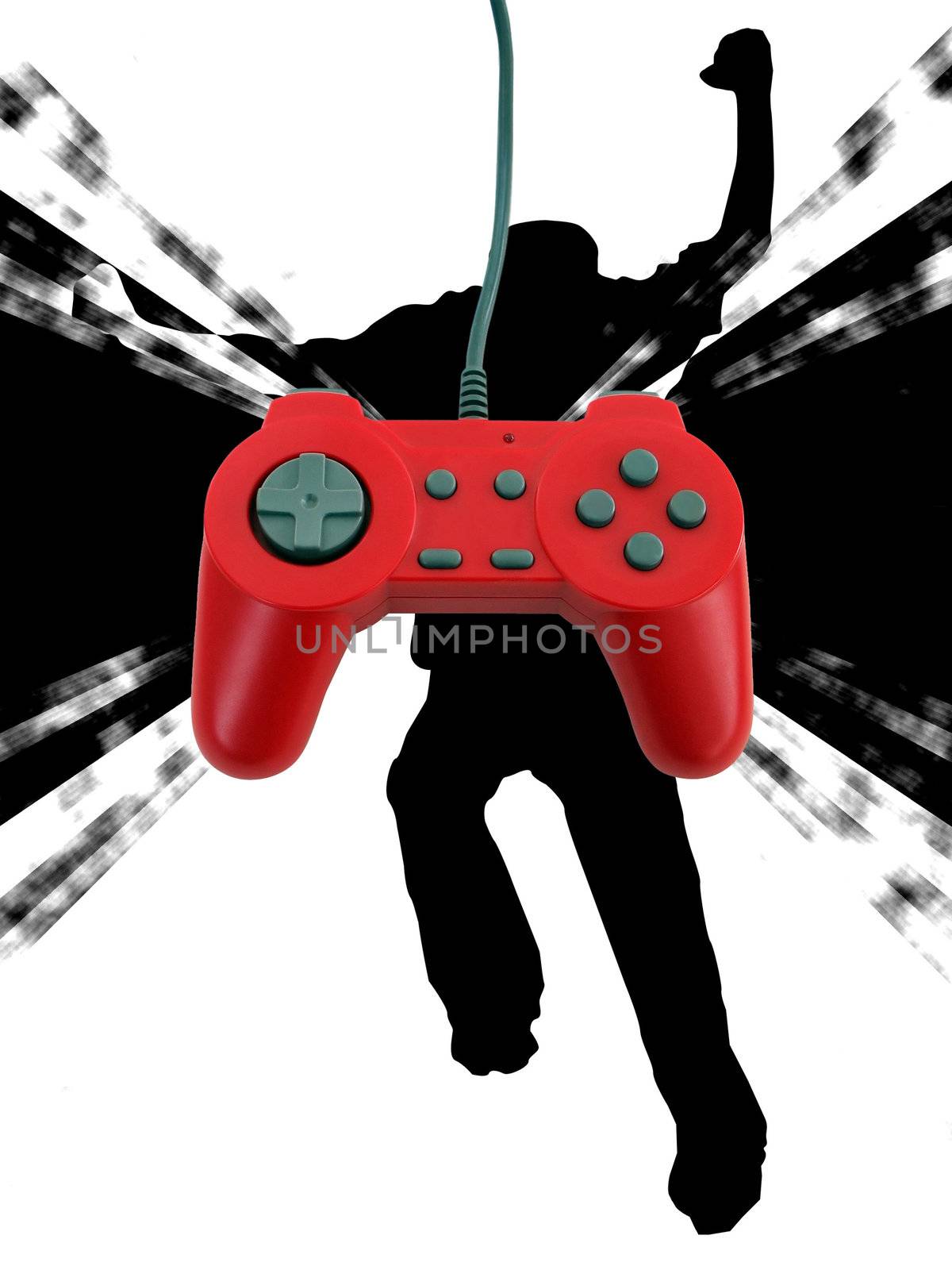 A red game controller isolated over white with plenty of copyspace.  This file includes the clipping path.  