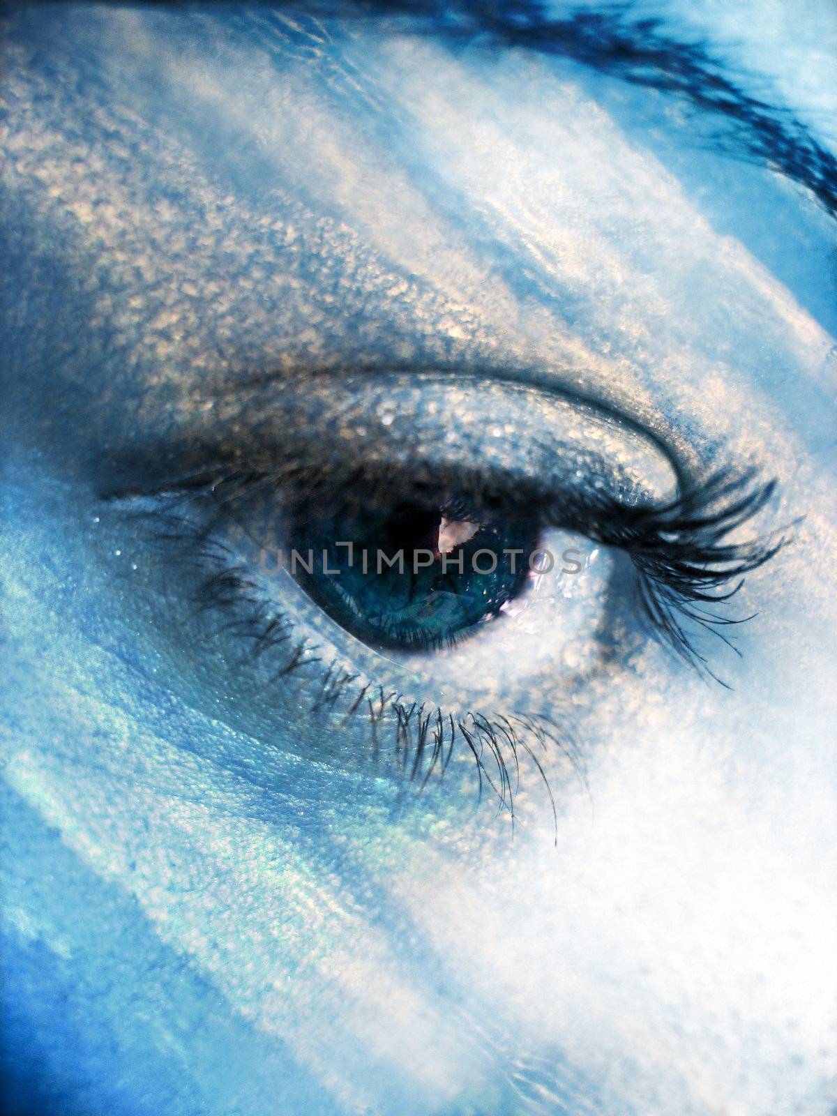 A beautiful abstract eye concept in a sky blue tone.