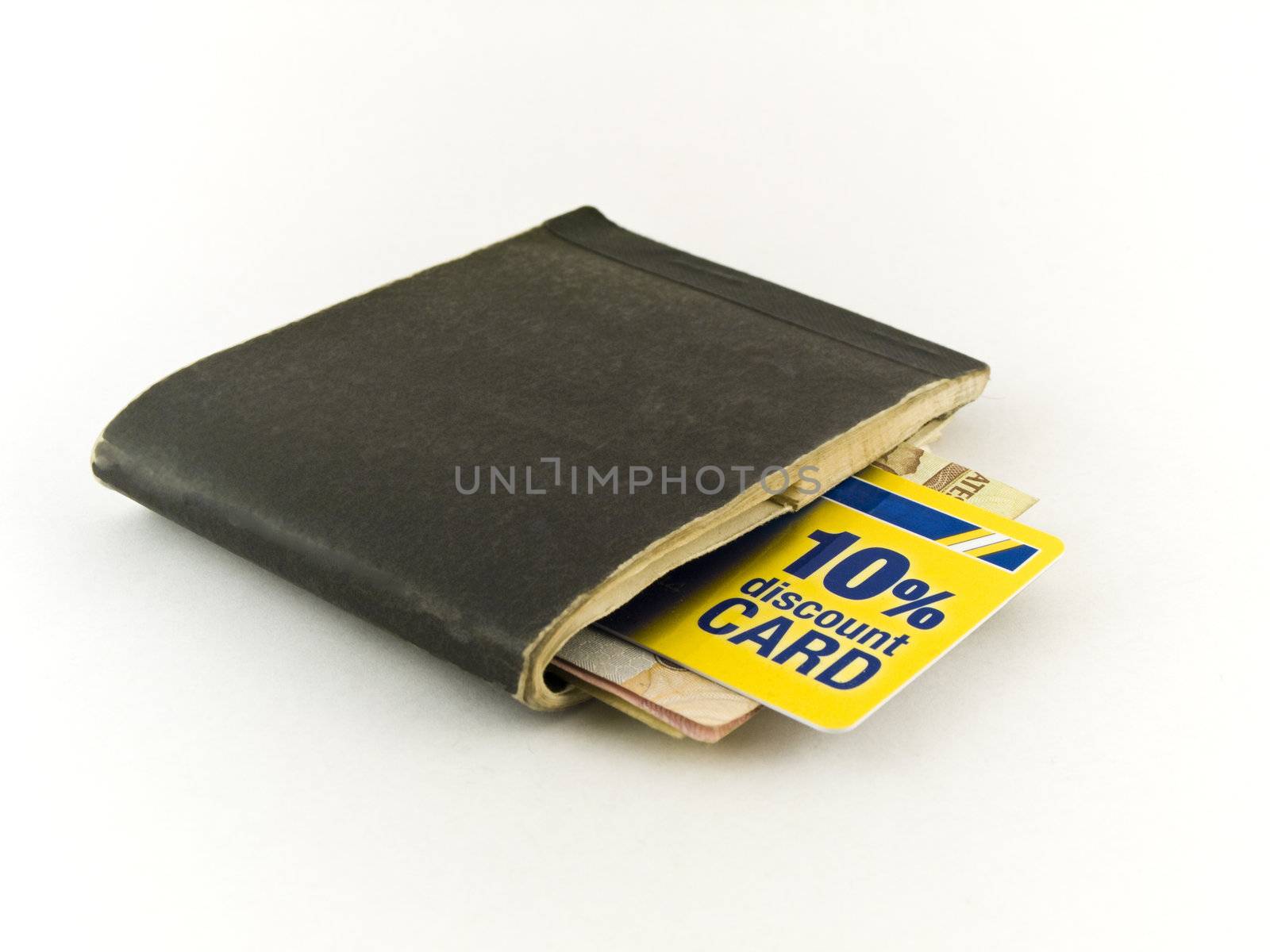 Old Chequebook and Discount Credit Card on White Background by bobbigmac