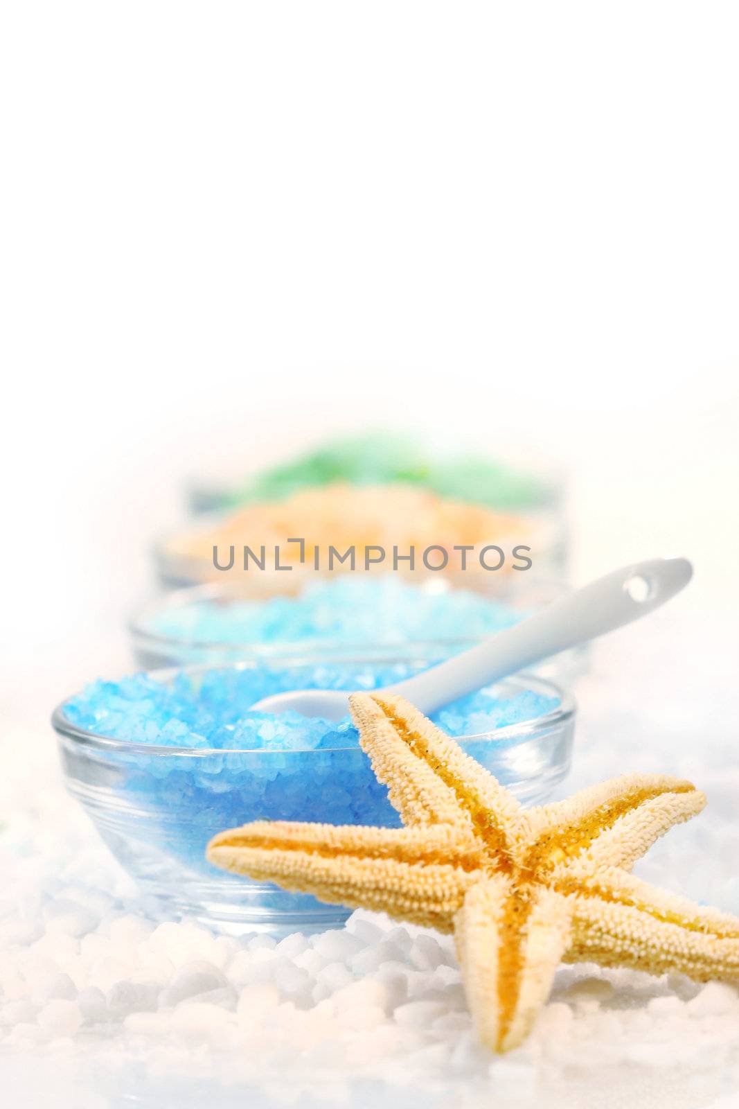 Colored sea salt and starfish by Sandralise