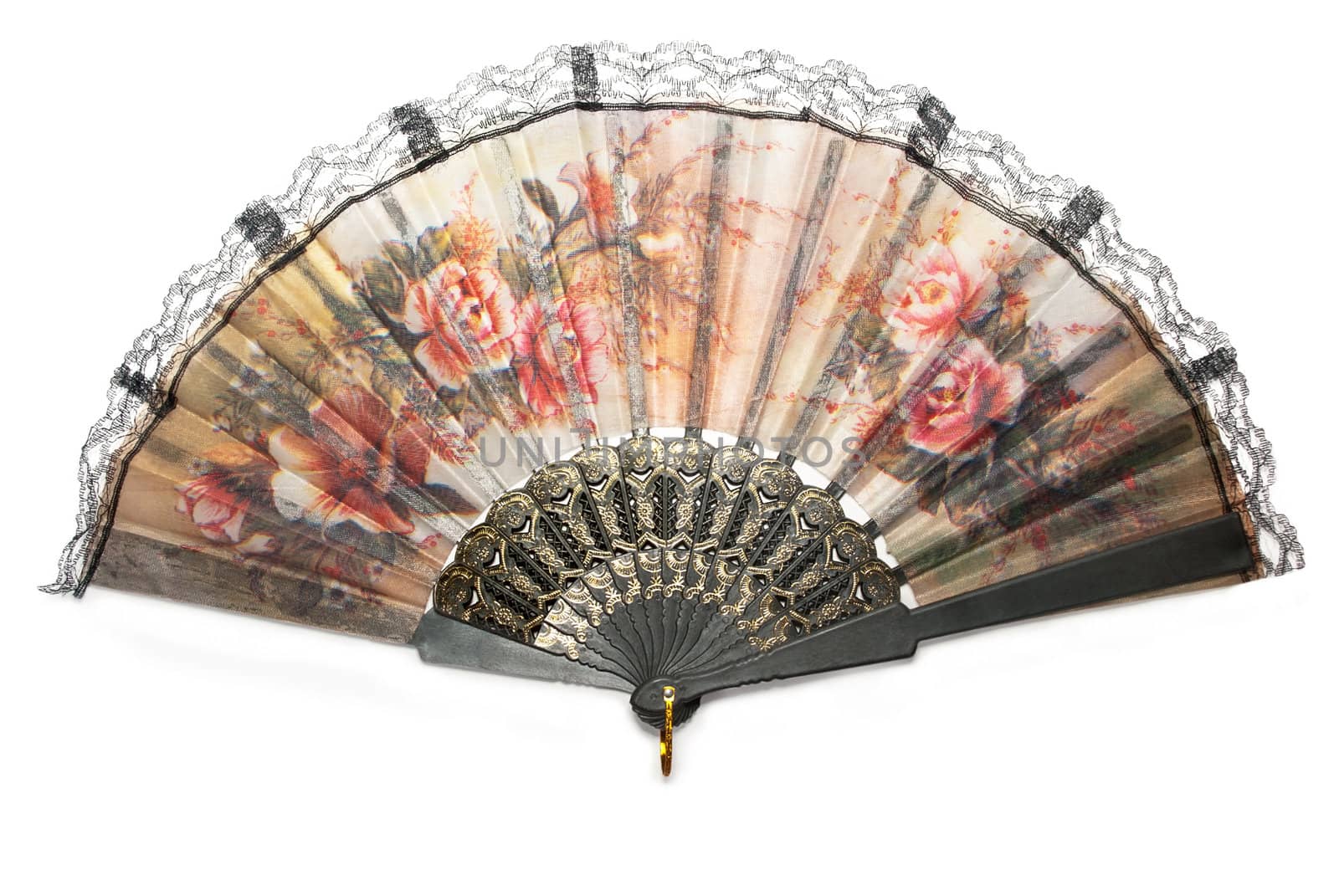 Beautiful Chinese fan isolated on white background.