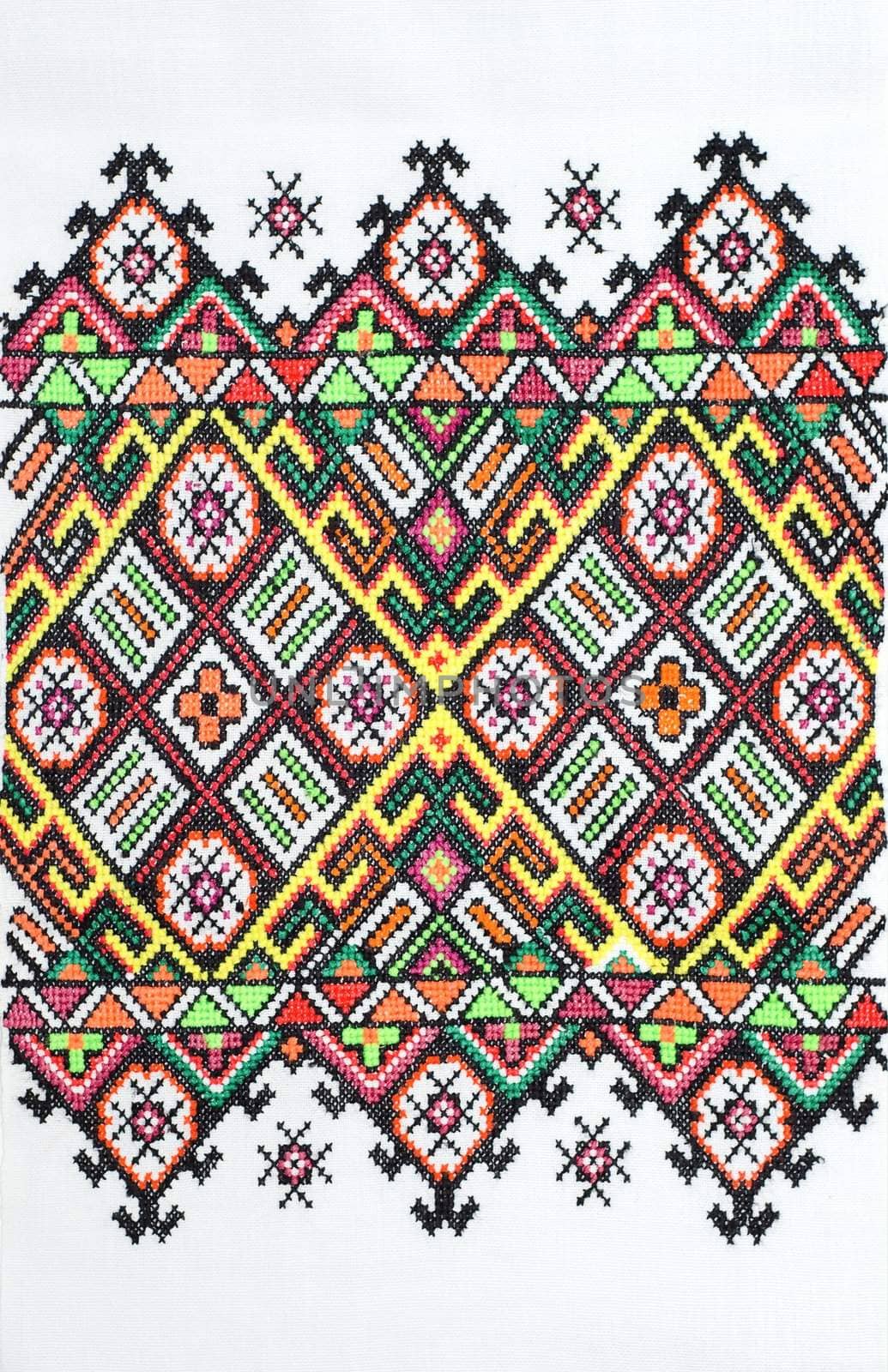 embroidered good by cross-stitch pattern. ukrainian ethnic ornament