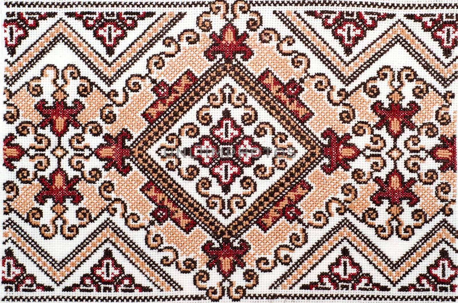 embroidered good by cross-stitch pattern. ukrainian ethnic ornament