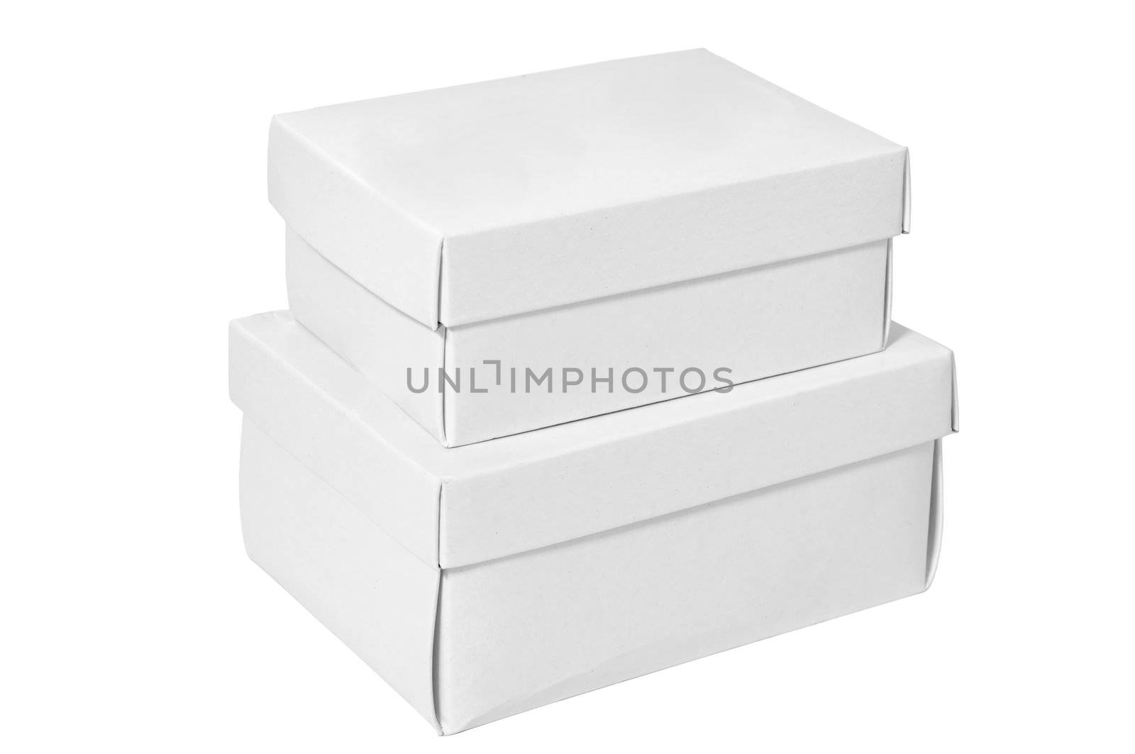 A pile of white boxes isolated on a clean white background.