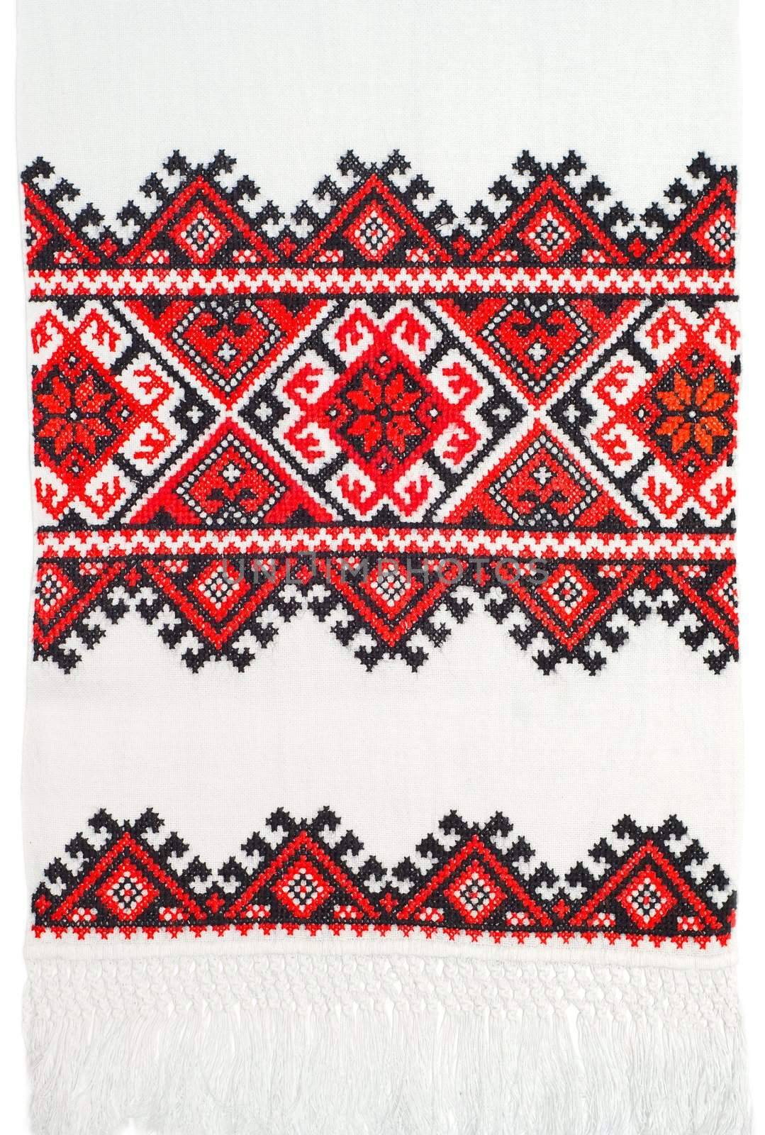 embroidered good by cross-stitch pattern. ukrainian ethnic ornament