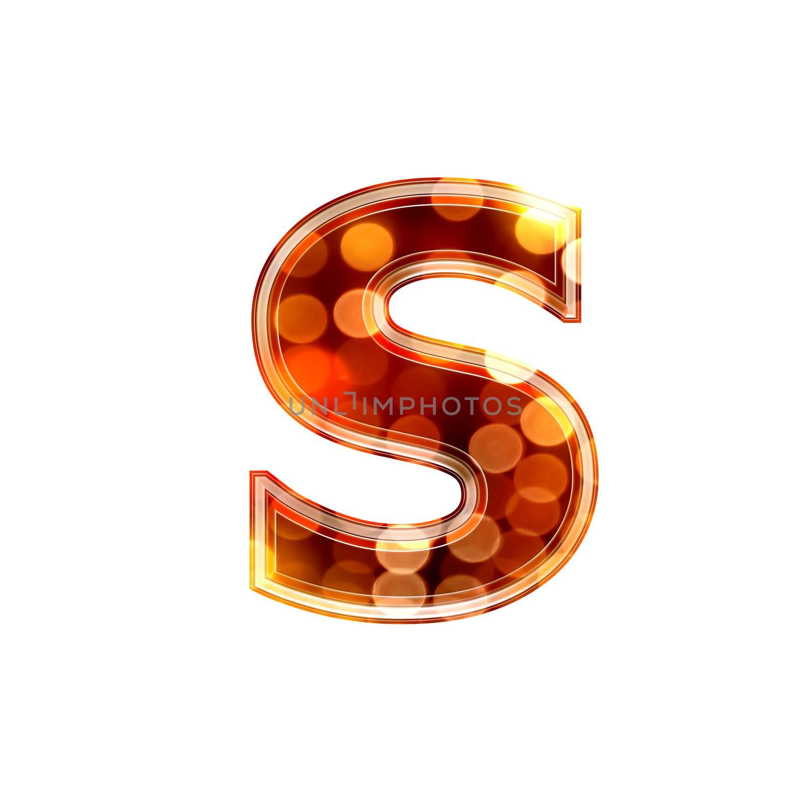 3d letter with glowing lights texture - s by chrisroll