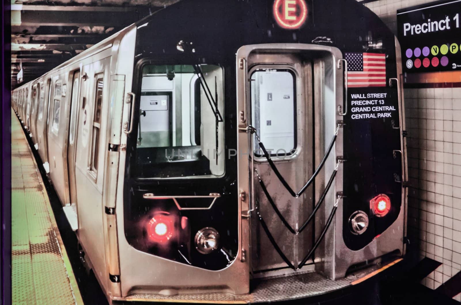 Subway train seen painted on a wall