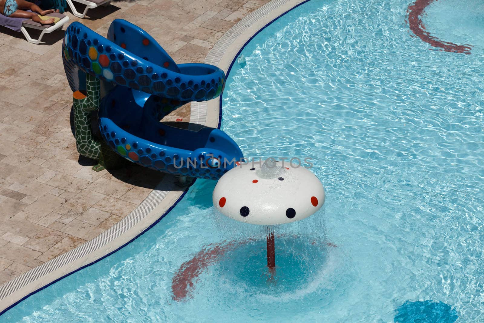 Swimming pool at the modern luxury hotel