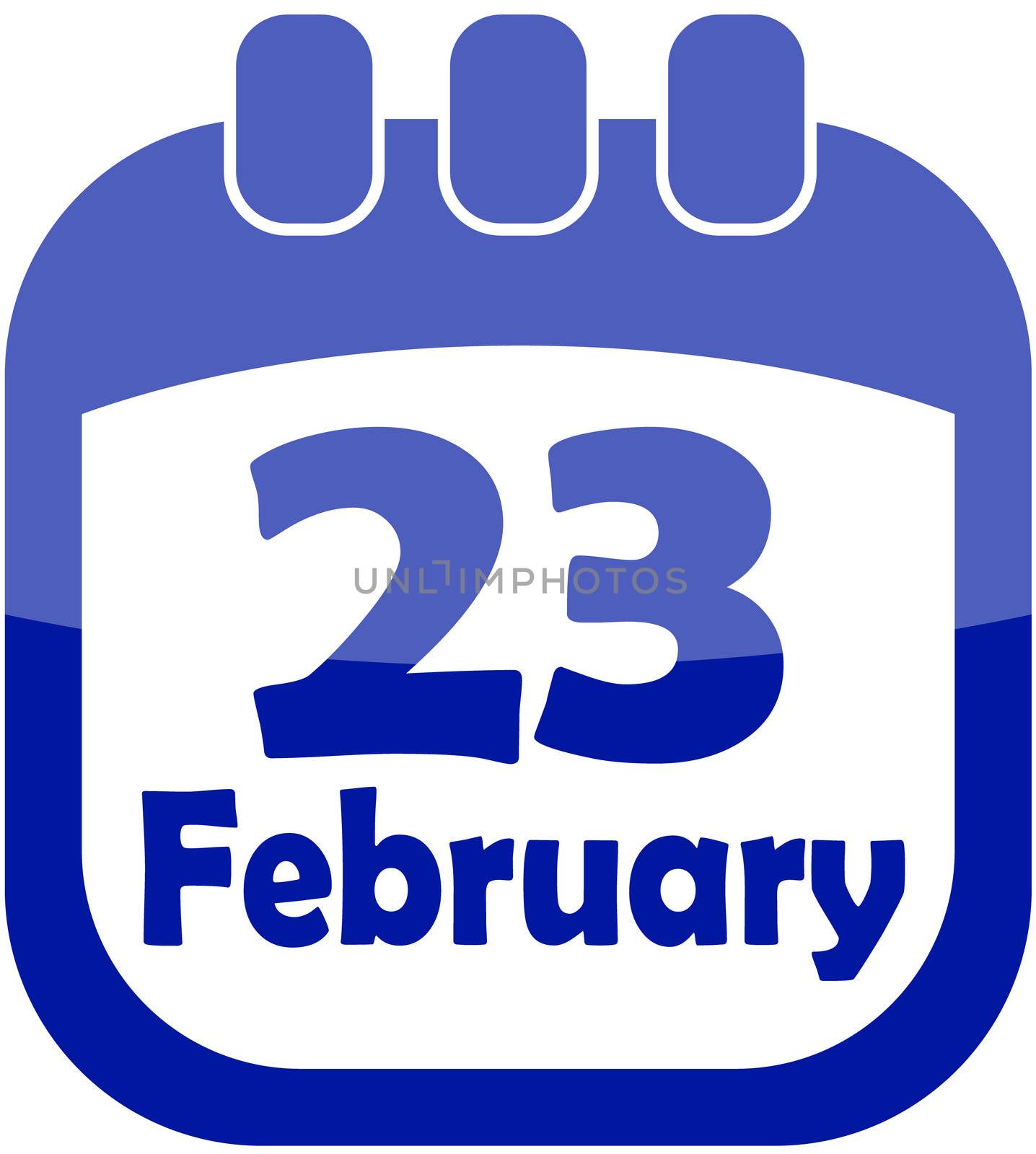 icon for February 23 in a calendar vector illustration