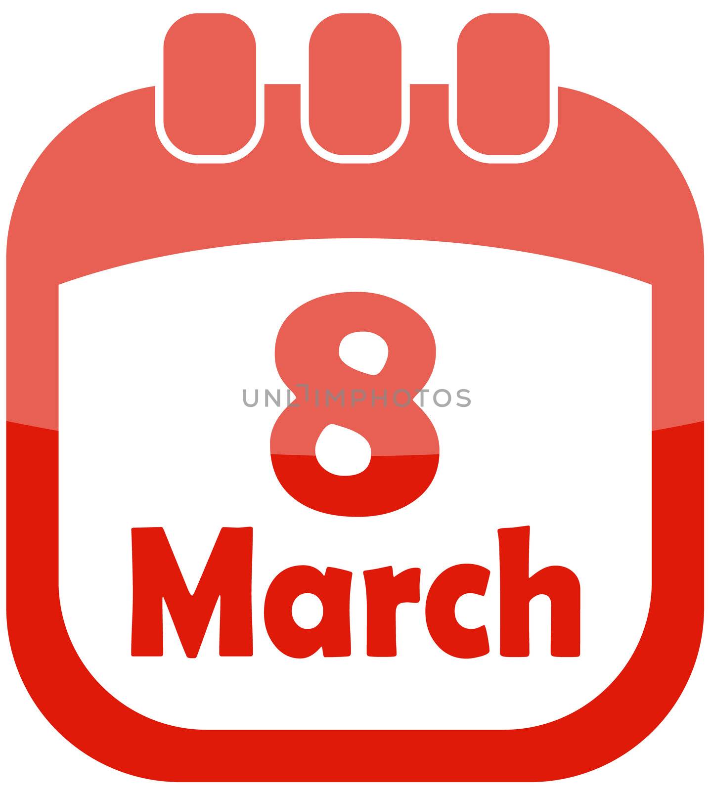icon of March 8 in a calendar vector illustration
