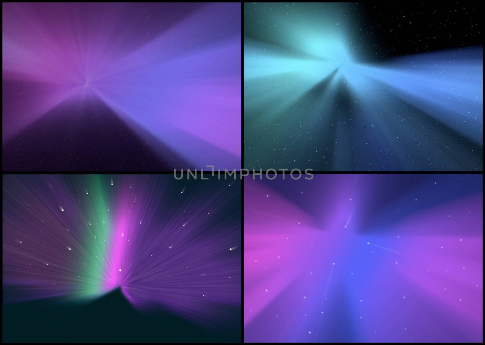 Collection of Abstract Backgrounds - Space and Aurora Borealis