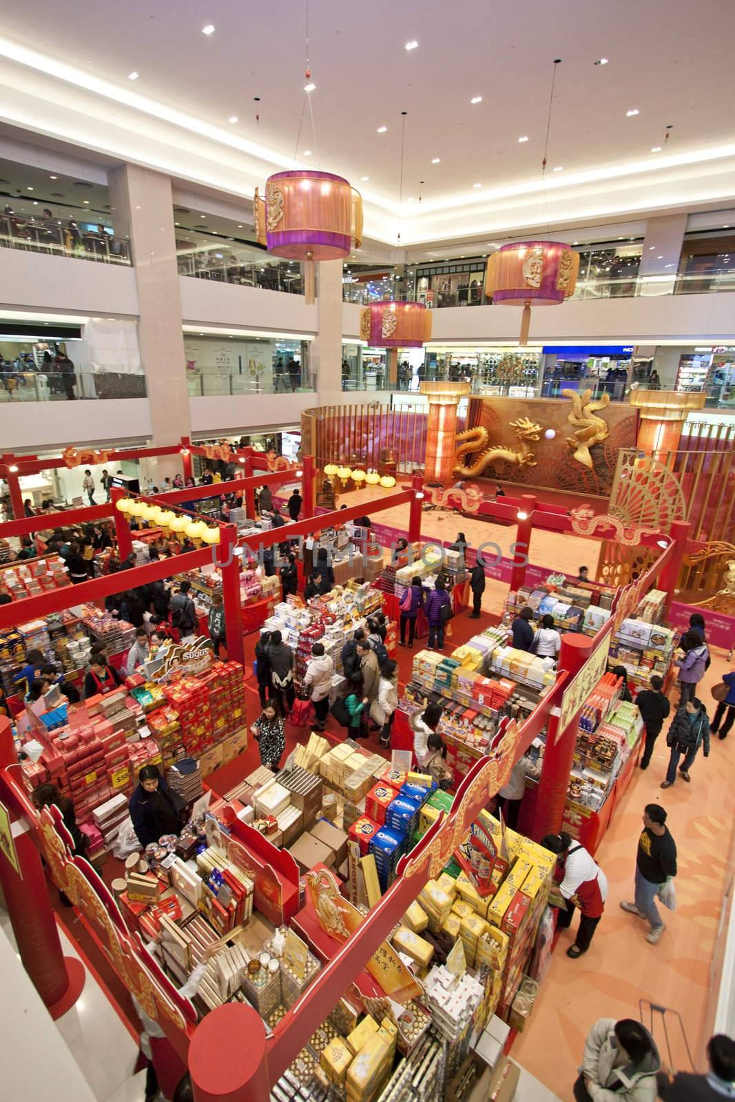 Shopping mall in Chinese New Year in Hong Kong by kawing921