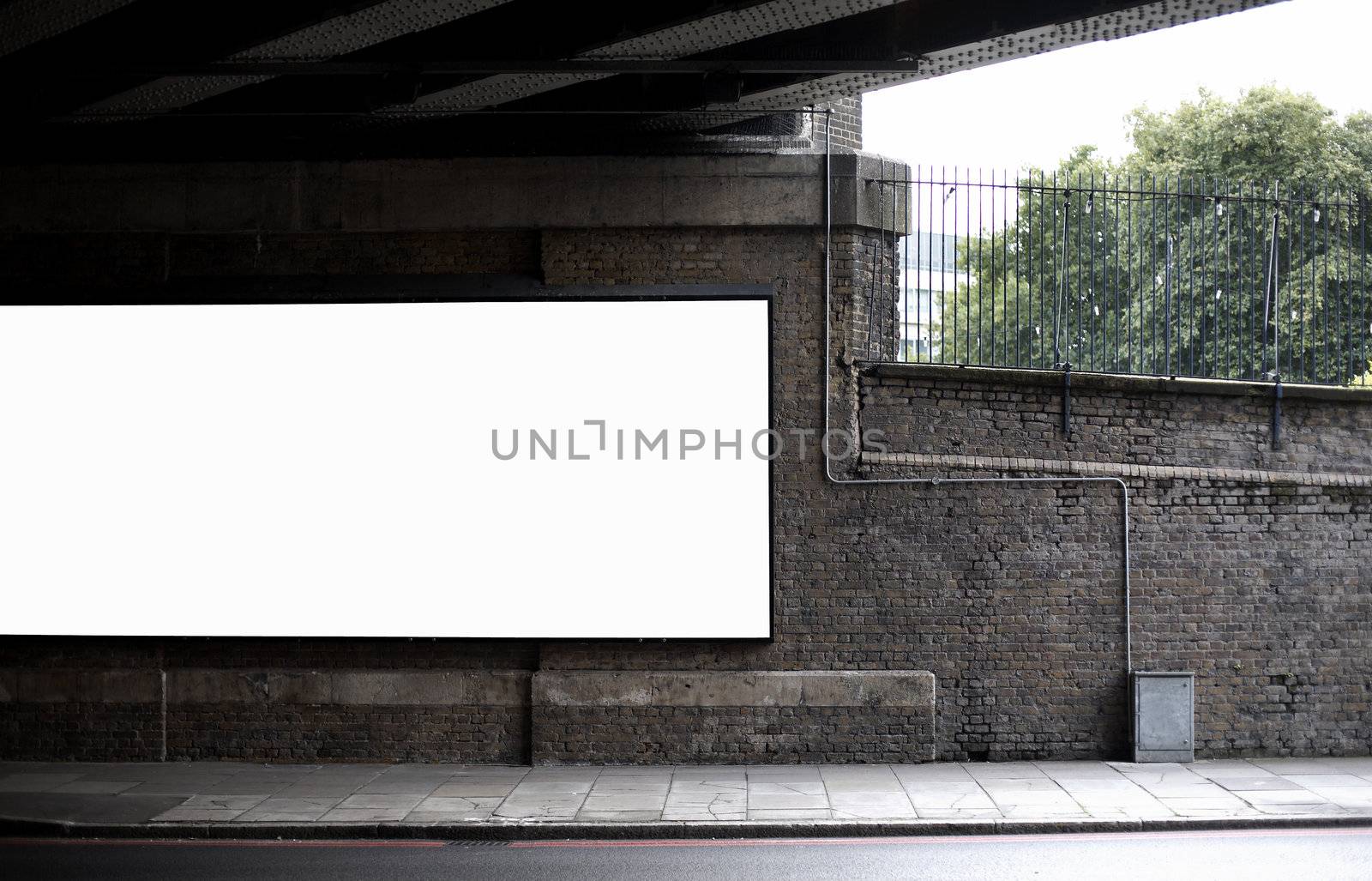 Blank billboard Under a Bridge in London