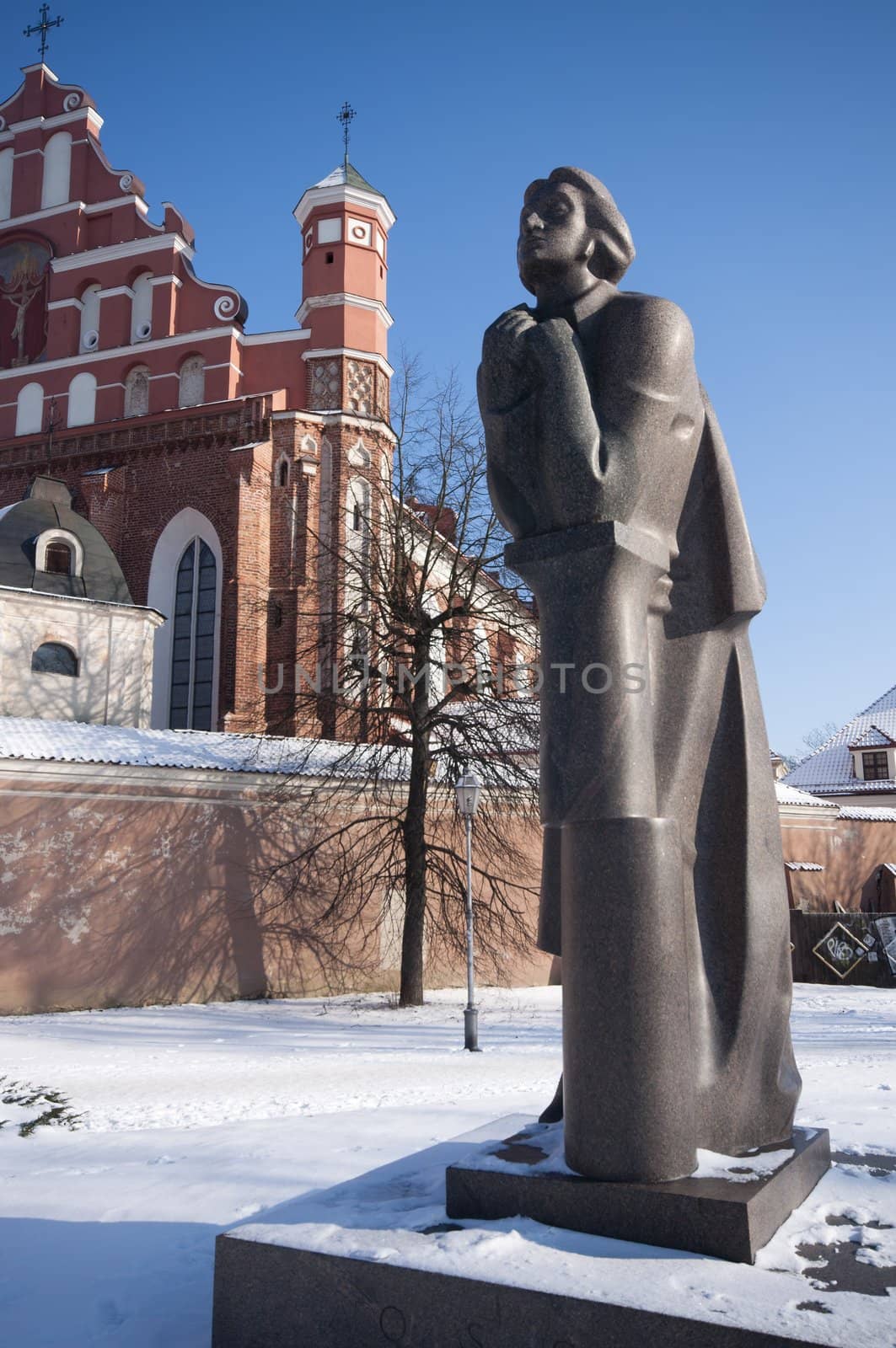 Statue of Adam Mickiewicz (Adomas Mickevicius) in Vilnius, Lithuania.